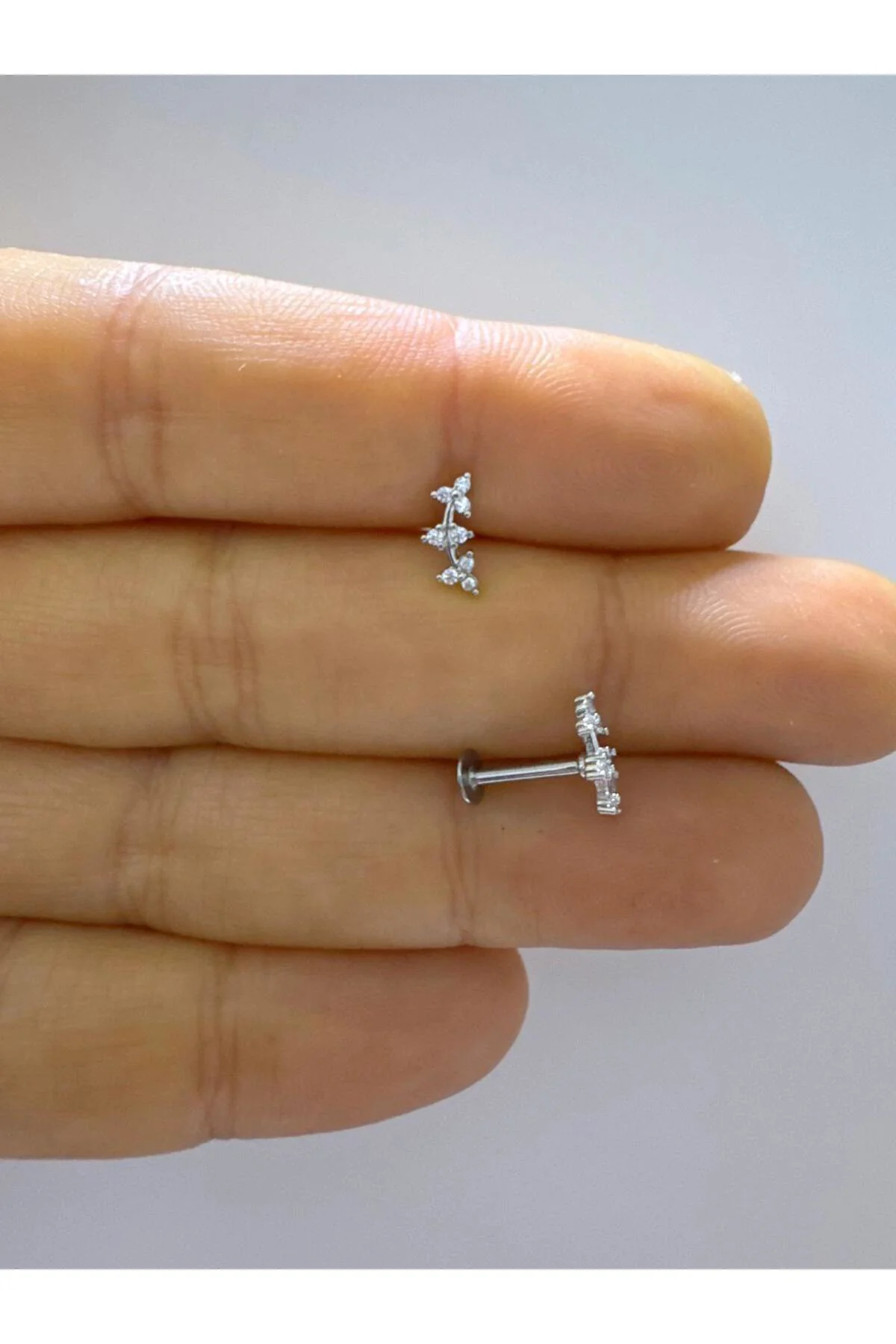 1 adet zirkon taşlı çelik tragus helix conch uyumlu piercing
