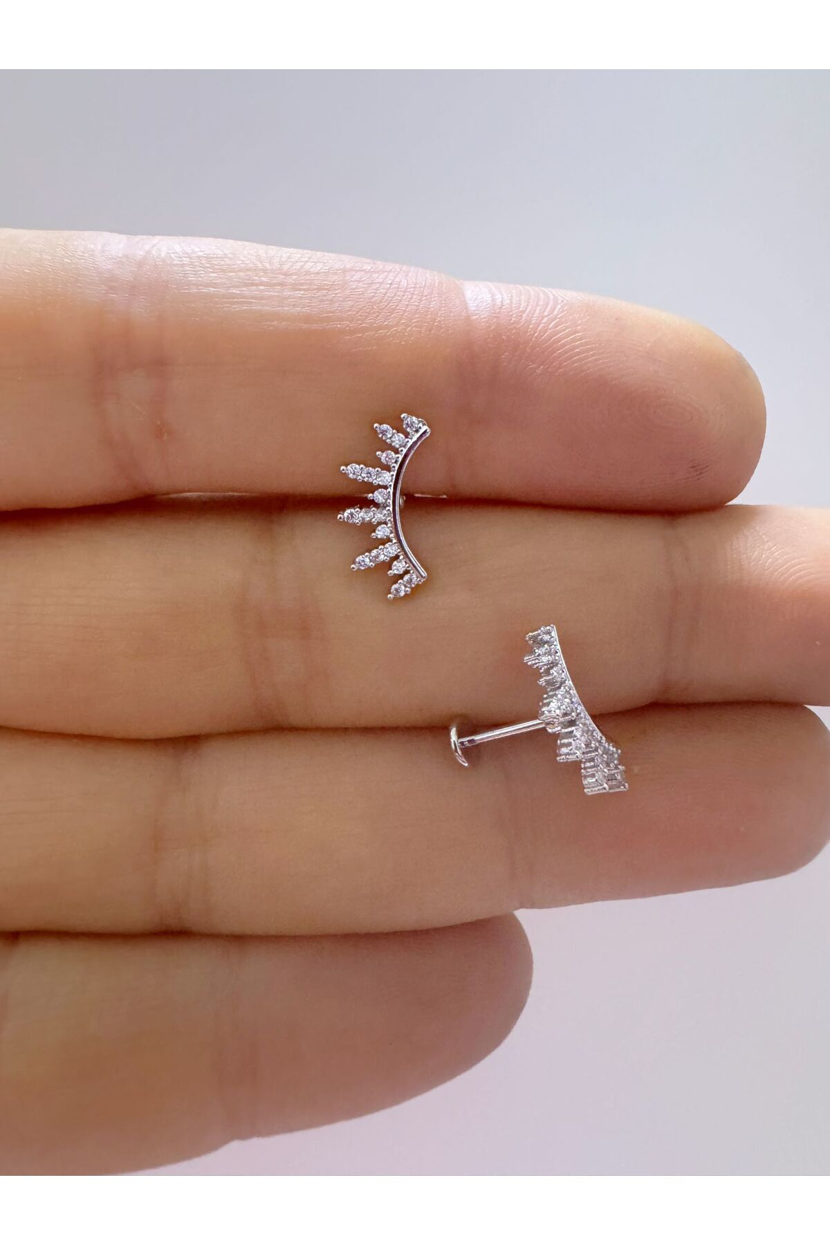 1 adet zirkon taşlı tragus helix conch uyumlu piercing