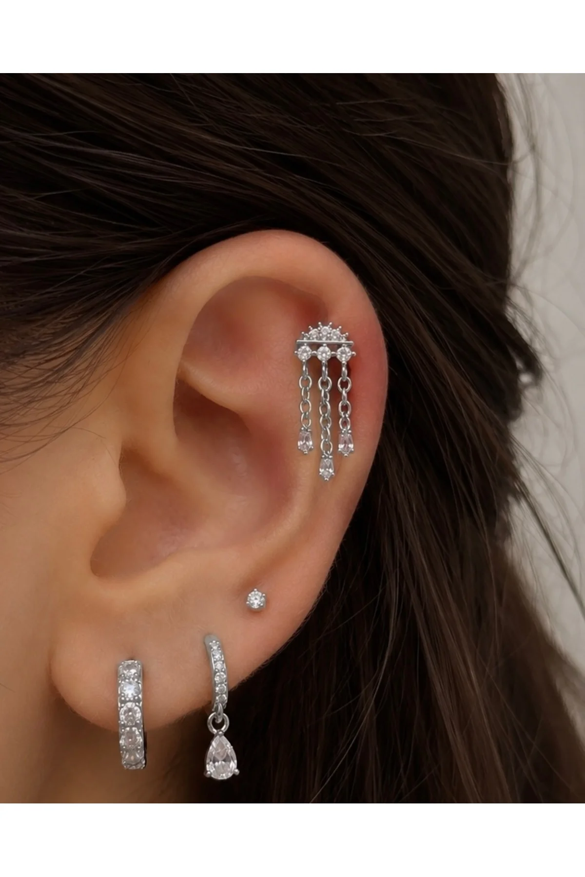 1 ADET ZİRKON TAŞLI HELİX FLAT CONCH LOBE UYUMLU PİERCİNG Fiyatı, Yorumları ve Özellikleri