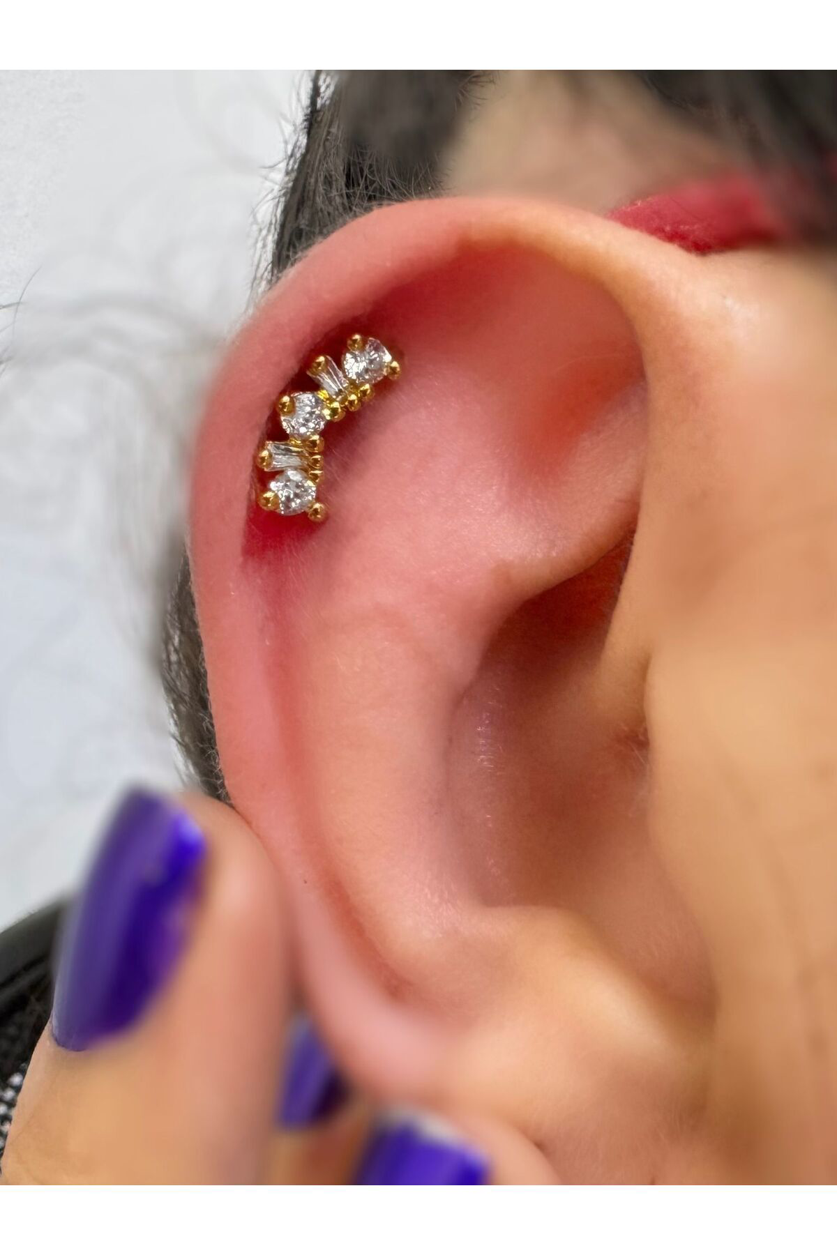 1 ADET ZİRKON TAŞLI helix tragus conch uyumlu piercing Fiyatı, Yorumları ve Özellikleri