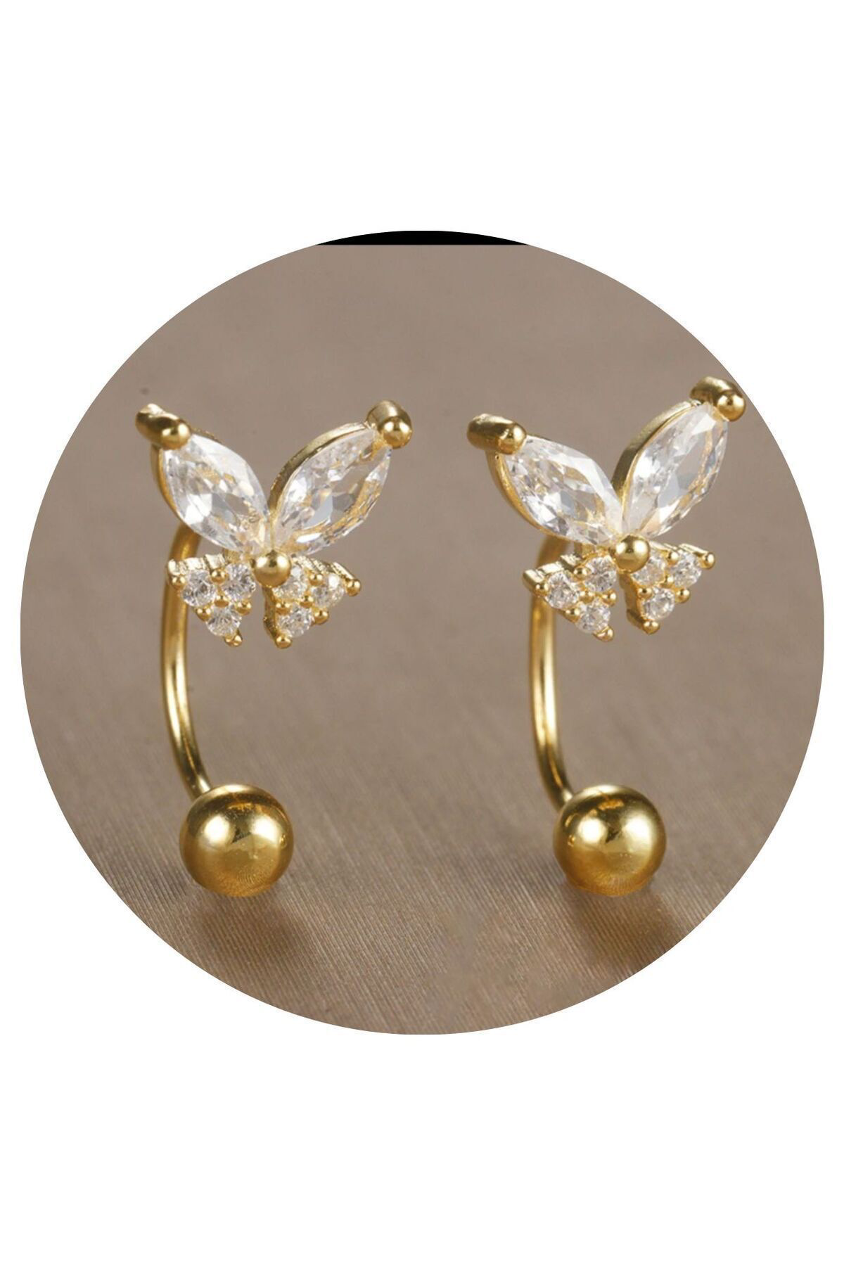 1 ADET ZİRKON TAŞLI KELEBEK MODEL HALKA HELİX KIKIRDAK KULAK MEME