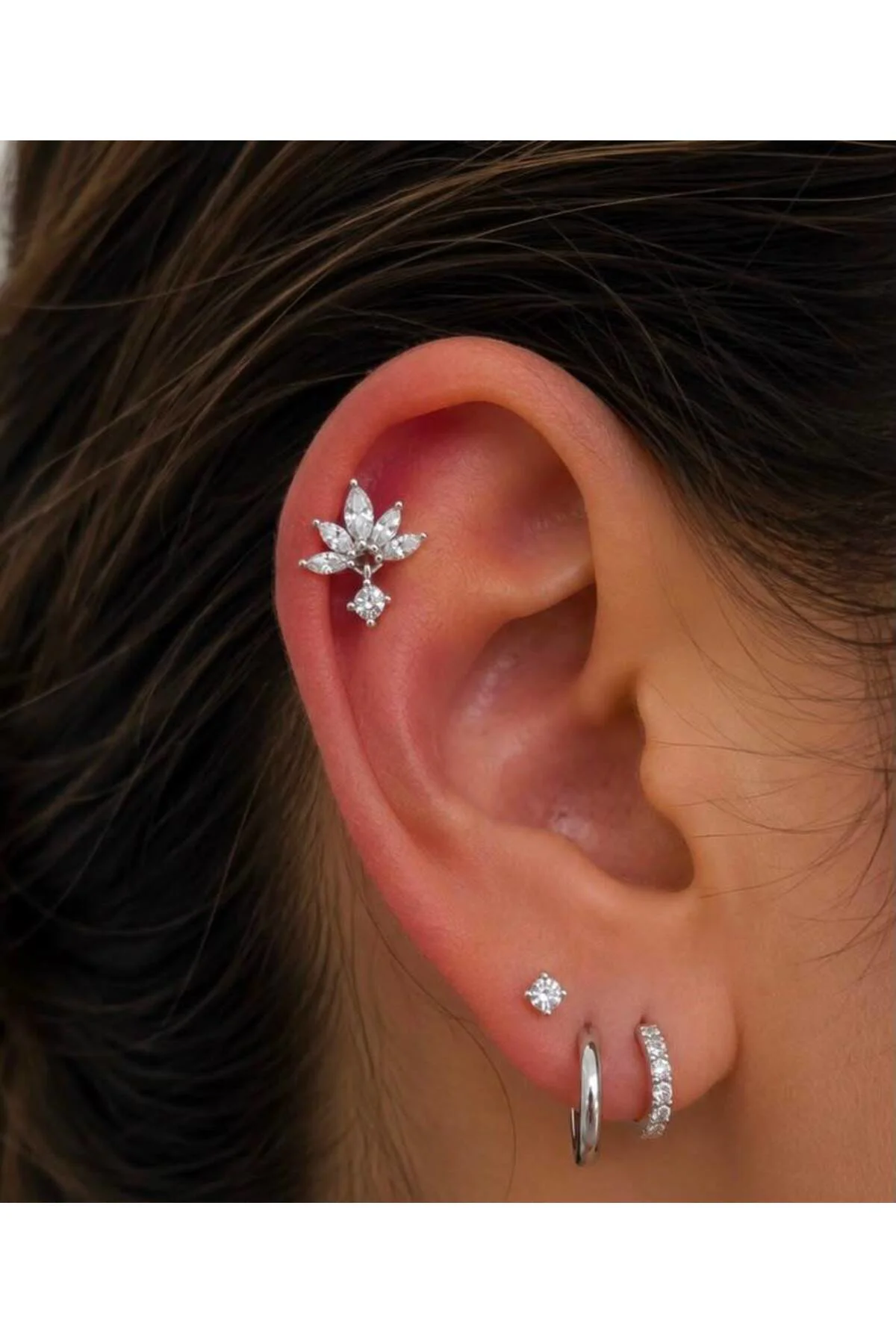 1 ADET ZİRKON TAŞLI HELİX TRAGUS LOBE UYUMLU PİERCİNG Fiyatı, Yorumları ve Özellikleri