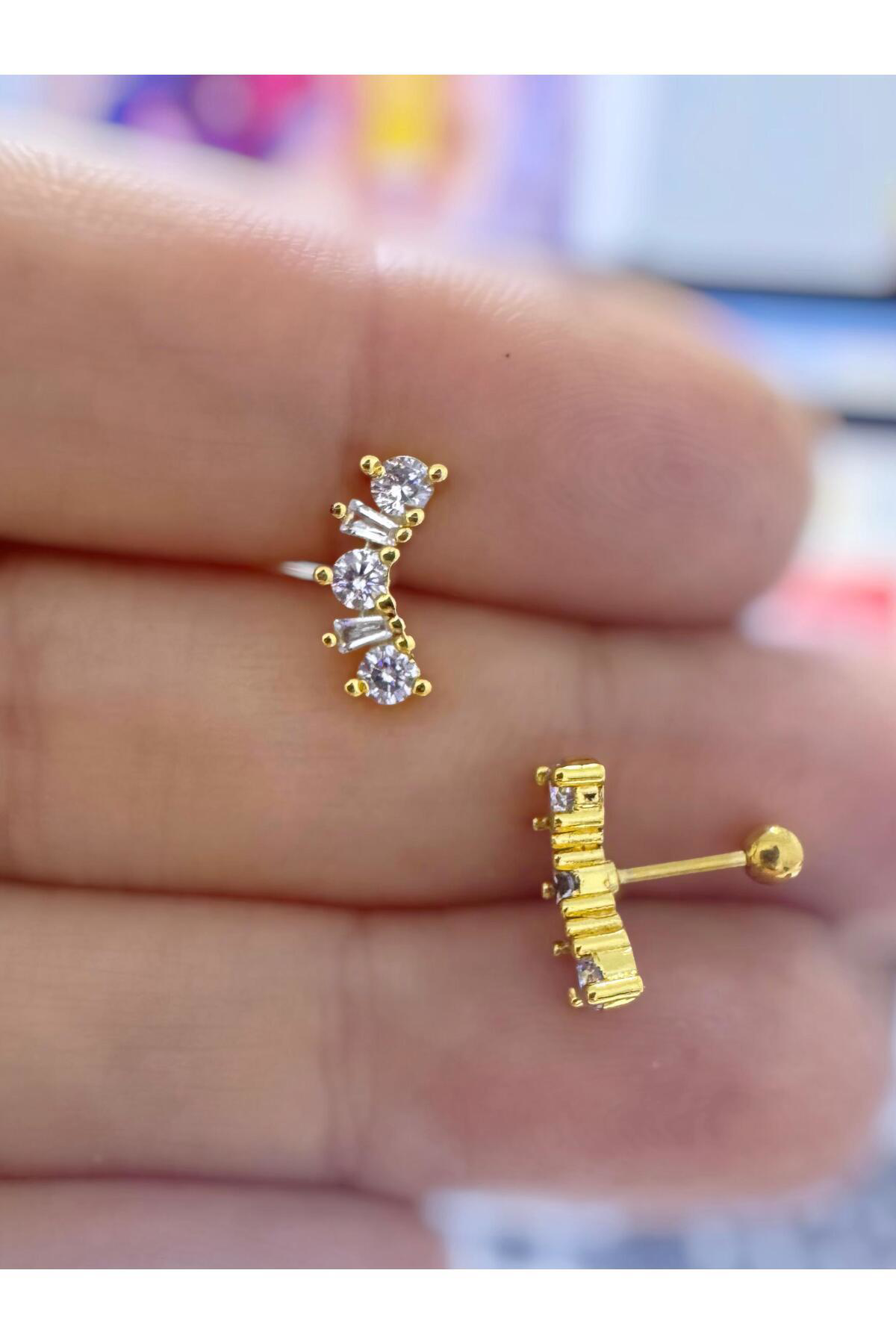 1 ADET ZİRKON TAŞLI helix tragus conch uyumlu piercing Fiyatı, Yorumları ve Özellikleri