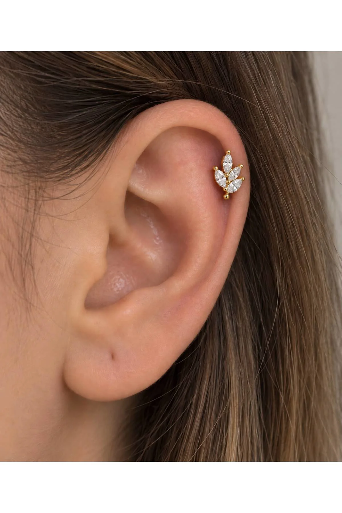 1 ADET ZİRKON TAŞLI TRAGUS HELİX LOBE FLAT CONCH UYUMLU PİERCİNG