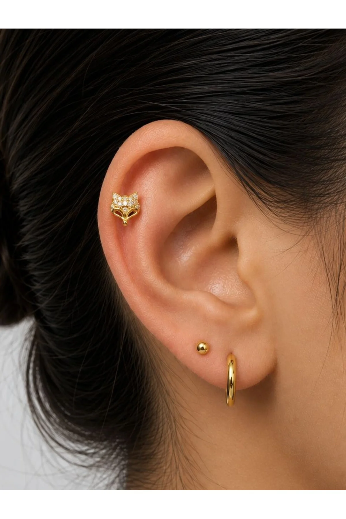 1 ADET ZİRKON TAŞLI TİLKİ TRAGUS HELİX LOBE UYUMLU PİERCİNG Fiyatı, Yorumları ve Özellikleri