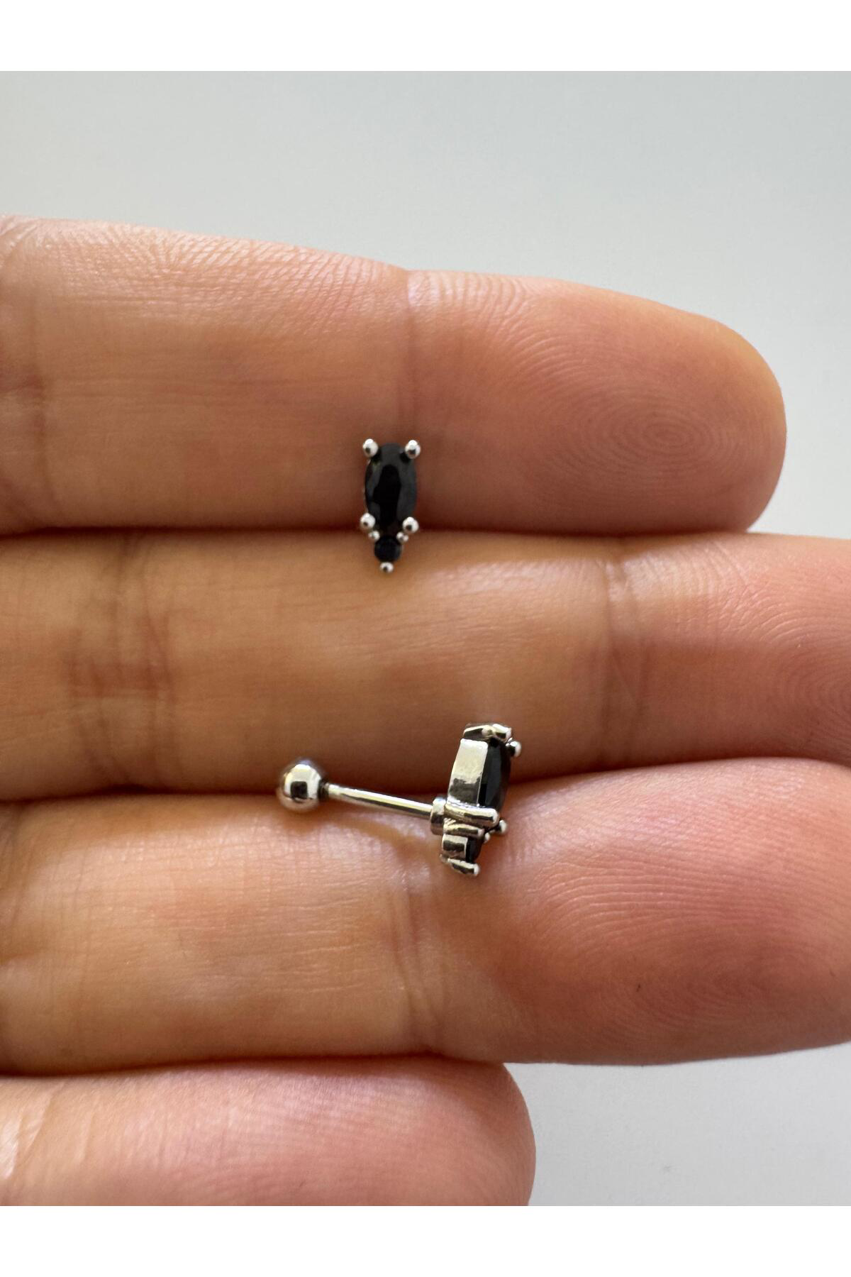1 adet zirkon taşlı helix tragus lobe uyumlu piercing küpe