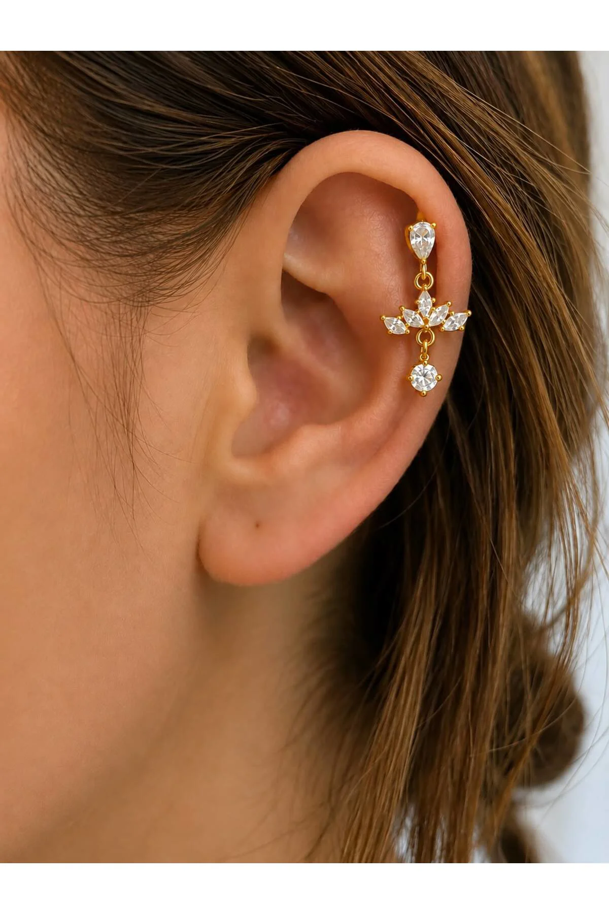 1 ADET ZİRKON TAŞLI HELİX FLAT LOBE UYUMLU PİERCİNG Fiyatı, Yorumları ve Özellikleri