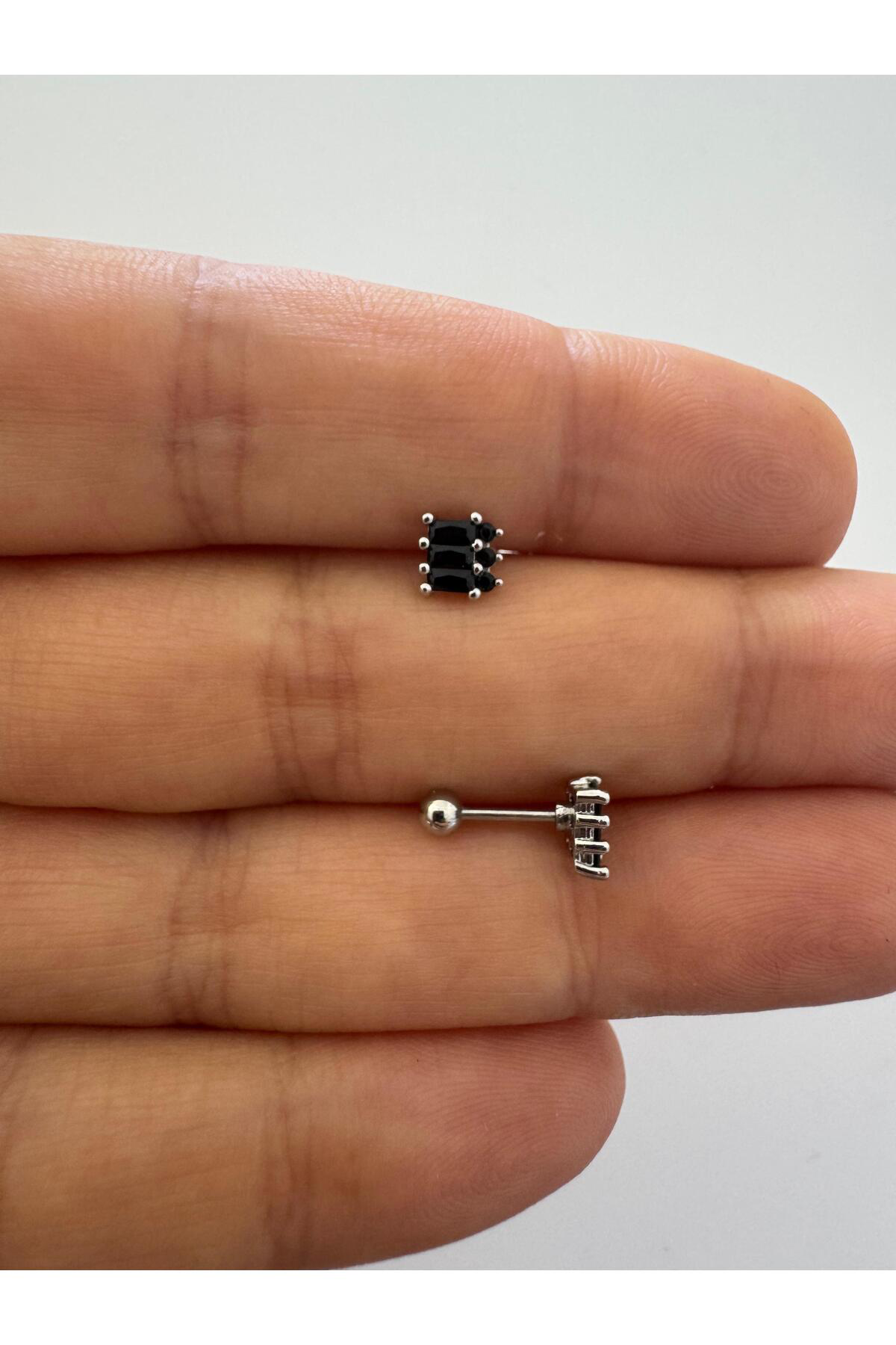 1 adet zirkon taşlı helix tragus lobe uyumlu piercing küpe
