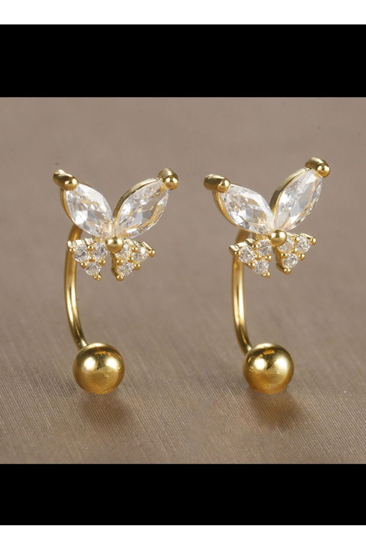 1 ADET ZİRKON TAŞLI KELEBEK MODEL HALKA HELİX KIKIRDAK KULAK MEME