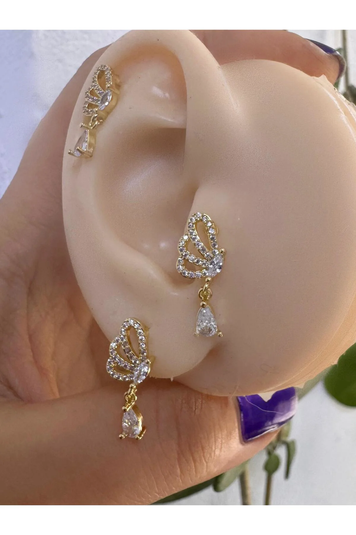 1 adet zirkon taşlı damla sallantılı sağ kulak uyumlu tragus kıkırdak helix lobe piercing küpe Fiyatı, Yorumları ve Özellikleri