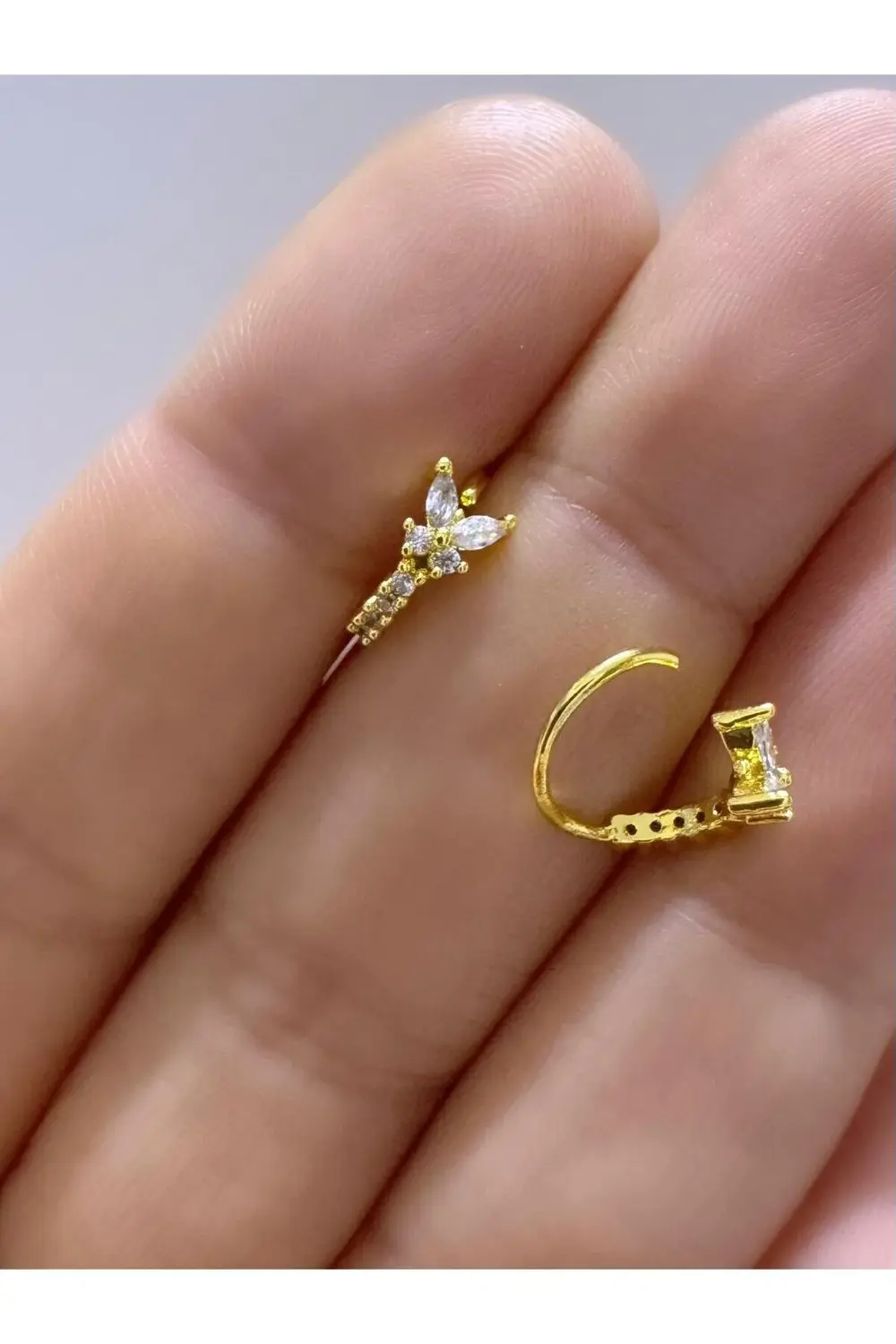 1 ADET ZİRKON TAŞLI HELİX LOBE TRAGUS UYUMLU PİERCİNG