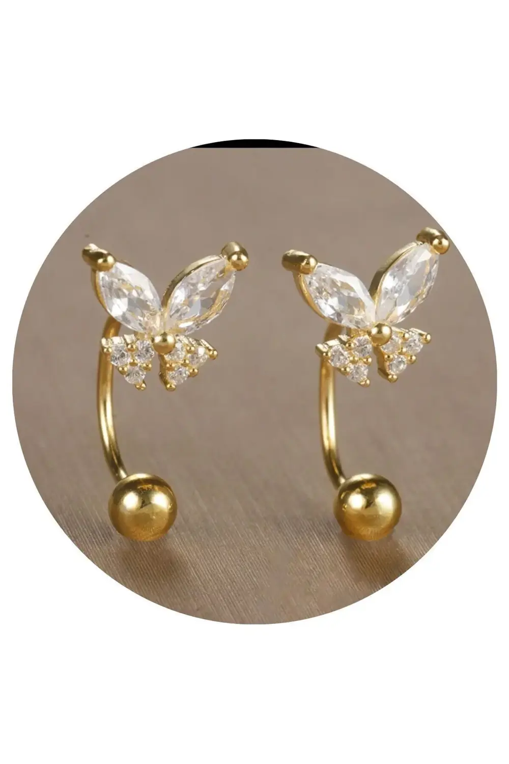 1 ADET ZİRKON TAŞLI KELEBEK MODEL HALKA HELİX KIKIRDAK KULAK MEME