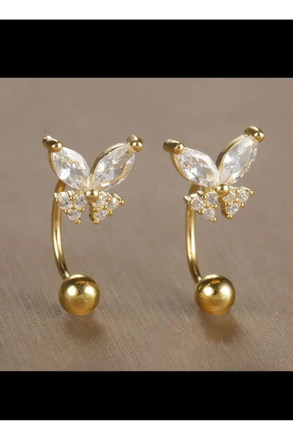 1 ADET ZİRKON TAŞLI KELEBEK MODEL HALKA HELİX KIKIRDAK KULAK MEME