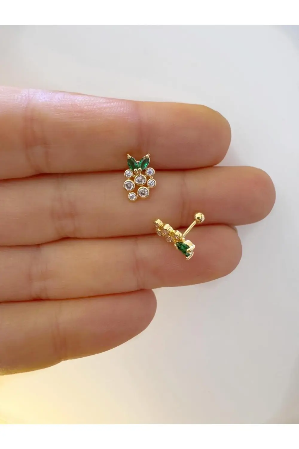 1 ADET ZİRKON TAŞLI üzüm ÇELİK TRAGUS HELİX LOBE UYUMLU PİERCİNG