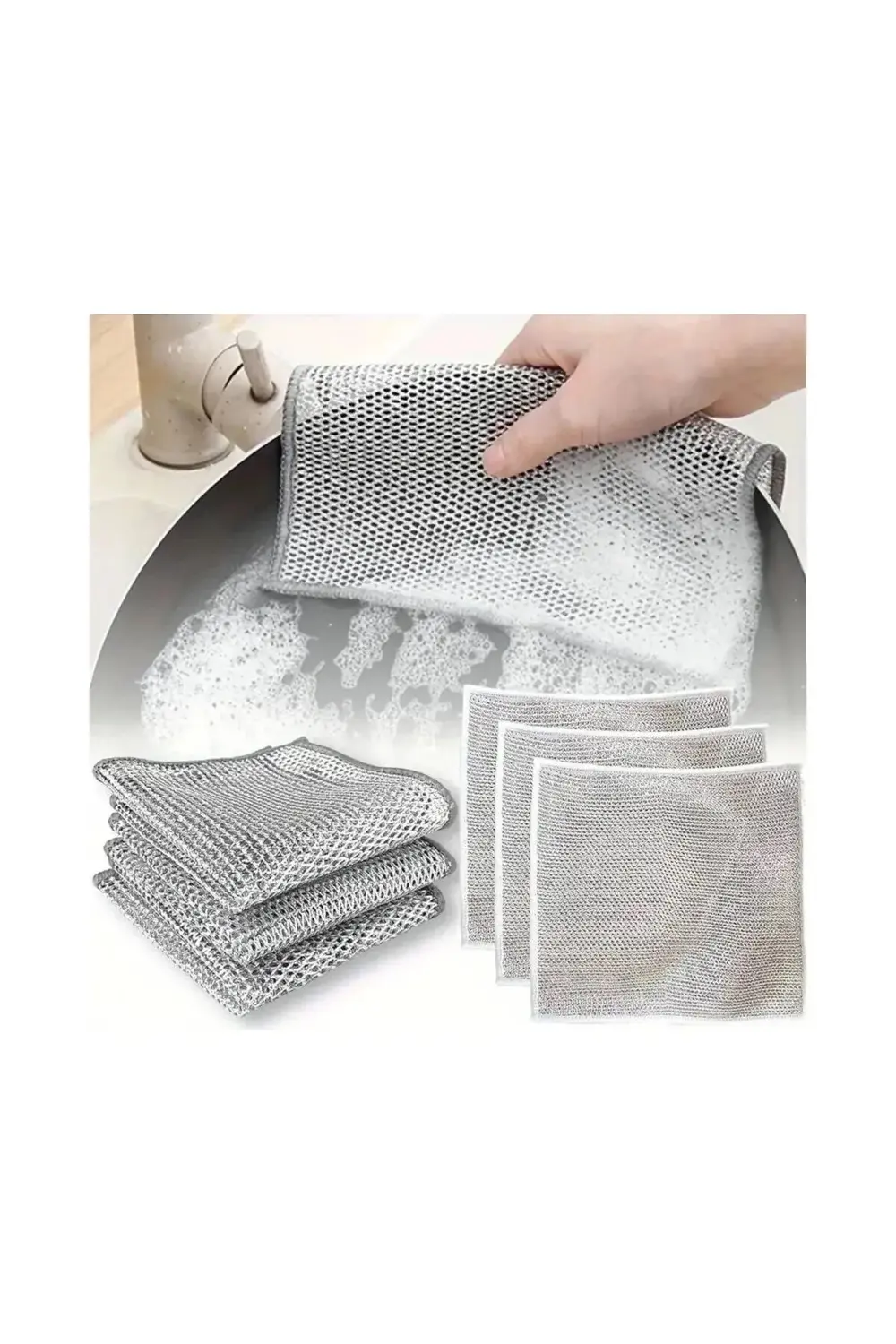 (1 Adet) Zor Kir Bezi, Inox Telli Bulaşık Bezi, Mutfak ve Banyo B