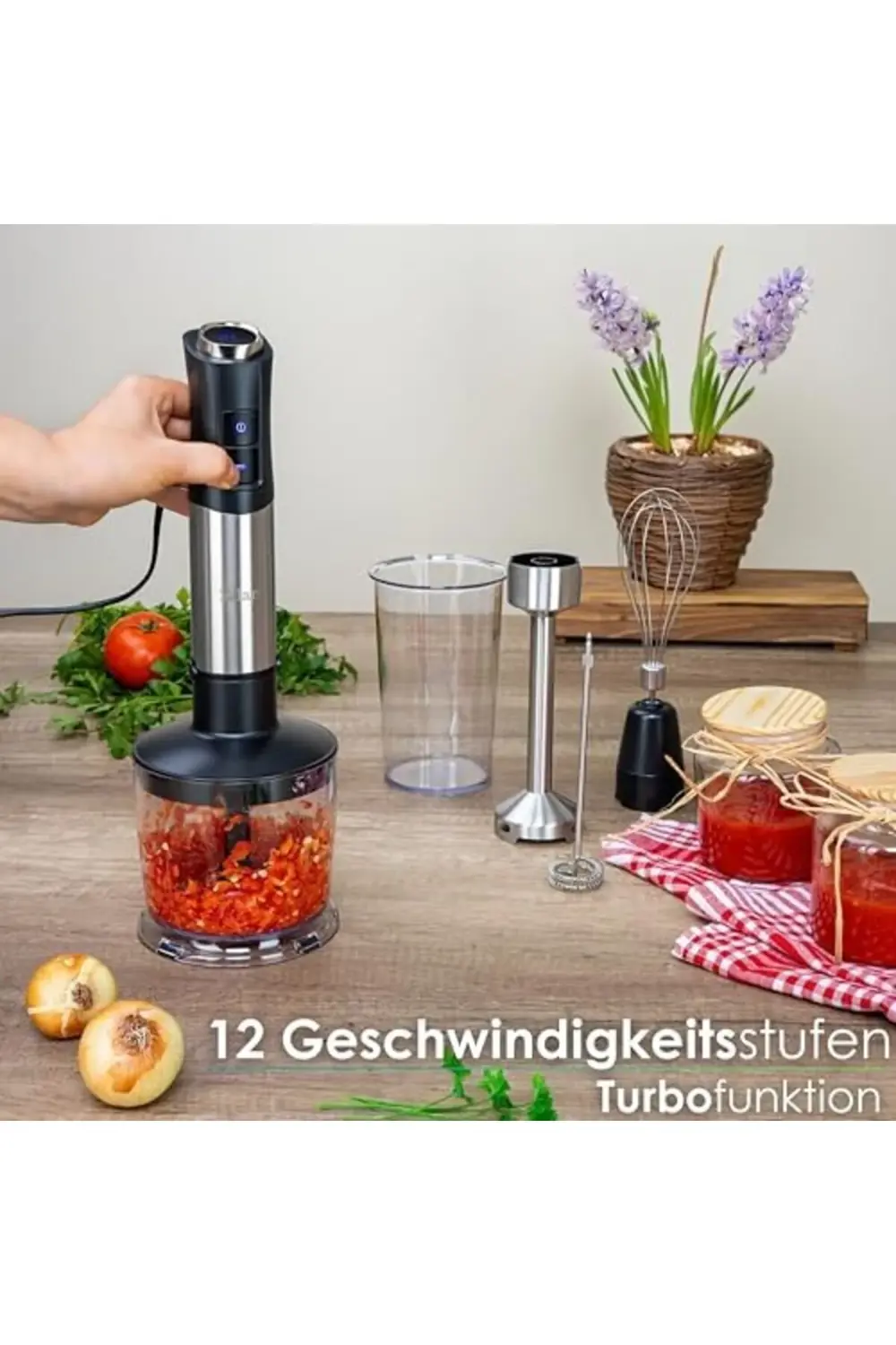 1 arada 1 arada 1200 W daldırma mikseri, doğrayıcı, çırpıcı, süt