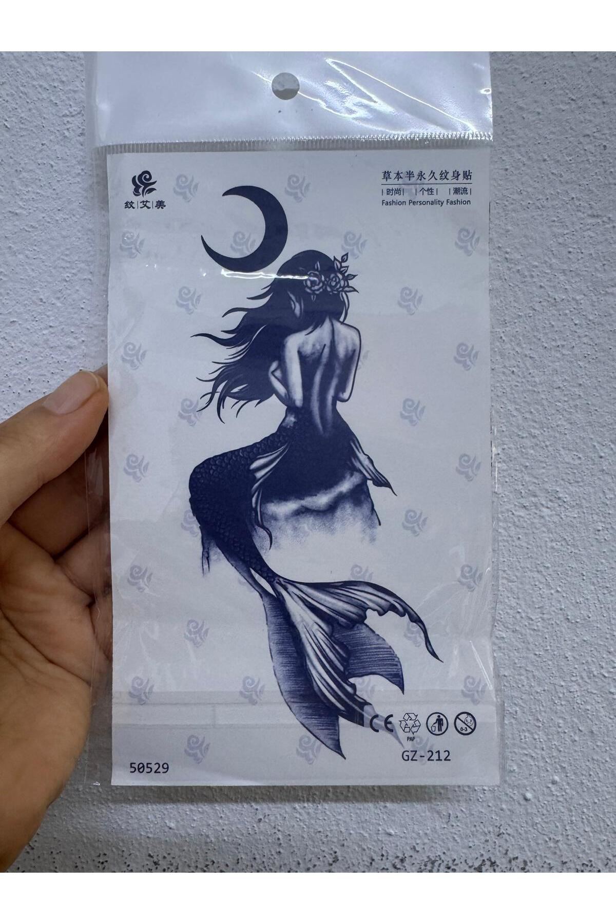 Arescollection 1 Ay Kalici 12 Saat Sonra Kararan Deniz Kizi Yari Kalici Tattoo G