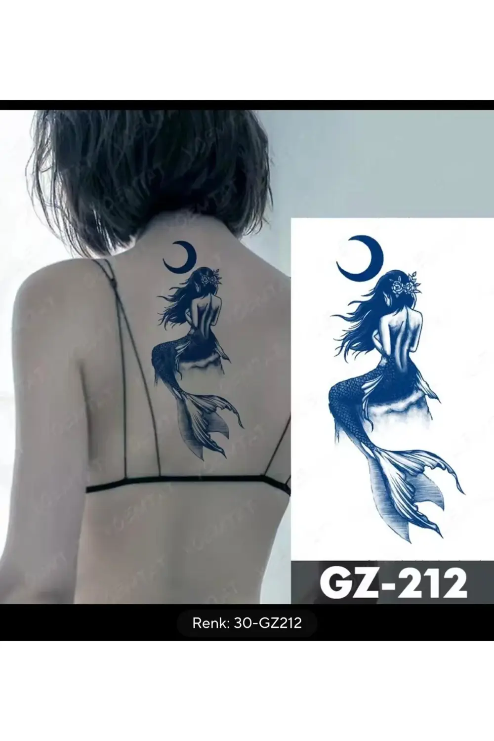 Arescollection 1 Ay Kalıcı 12 Saat Sonra Kararan Deniz Kızı Yarı Kalıcı Tattoo G