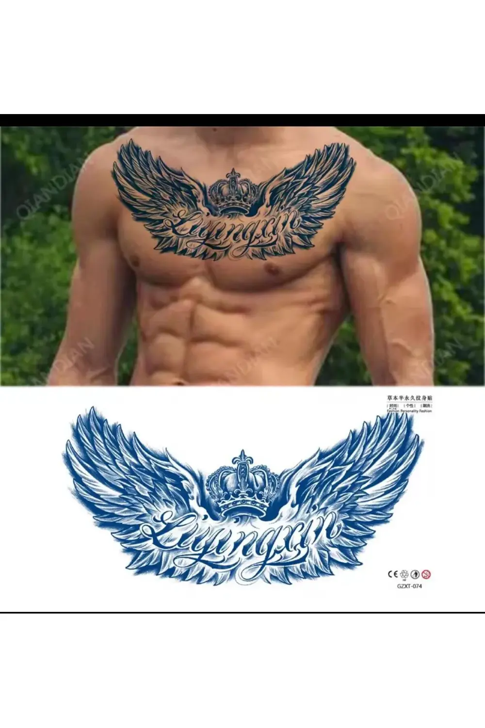 1 ay kalıcı GÖĞÜS SIRT ENSE İÇİN Tattoo dövme