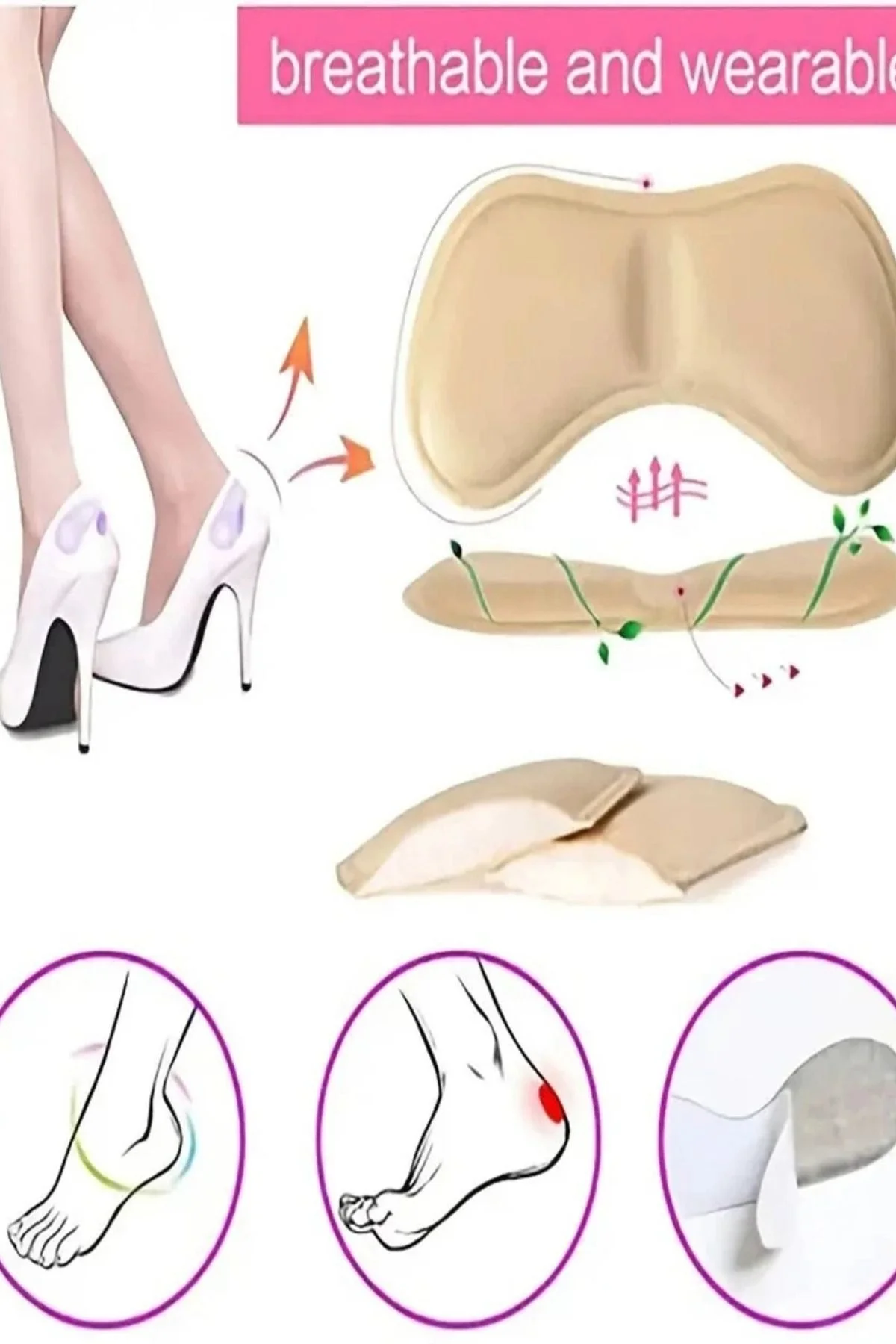 1 Çift Ayakkabı Topuk Vurma Önleyici Ve Daraltma Pedi 5mm
