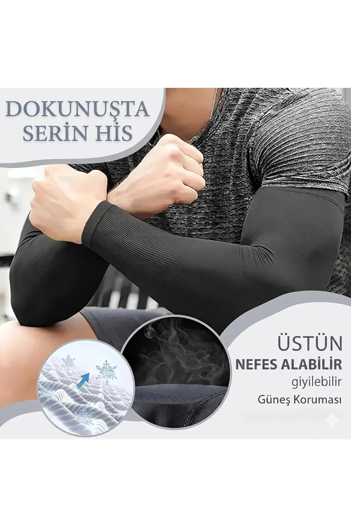 1 Çift Kol Güneş Koruyucu Manşet Kolluk Kaymaz Yazlık Erkek Kadın Açık Hava Sürüş UV Güneş Koruması