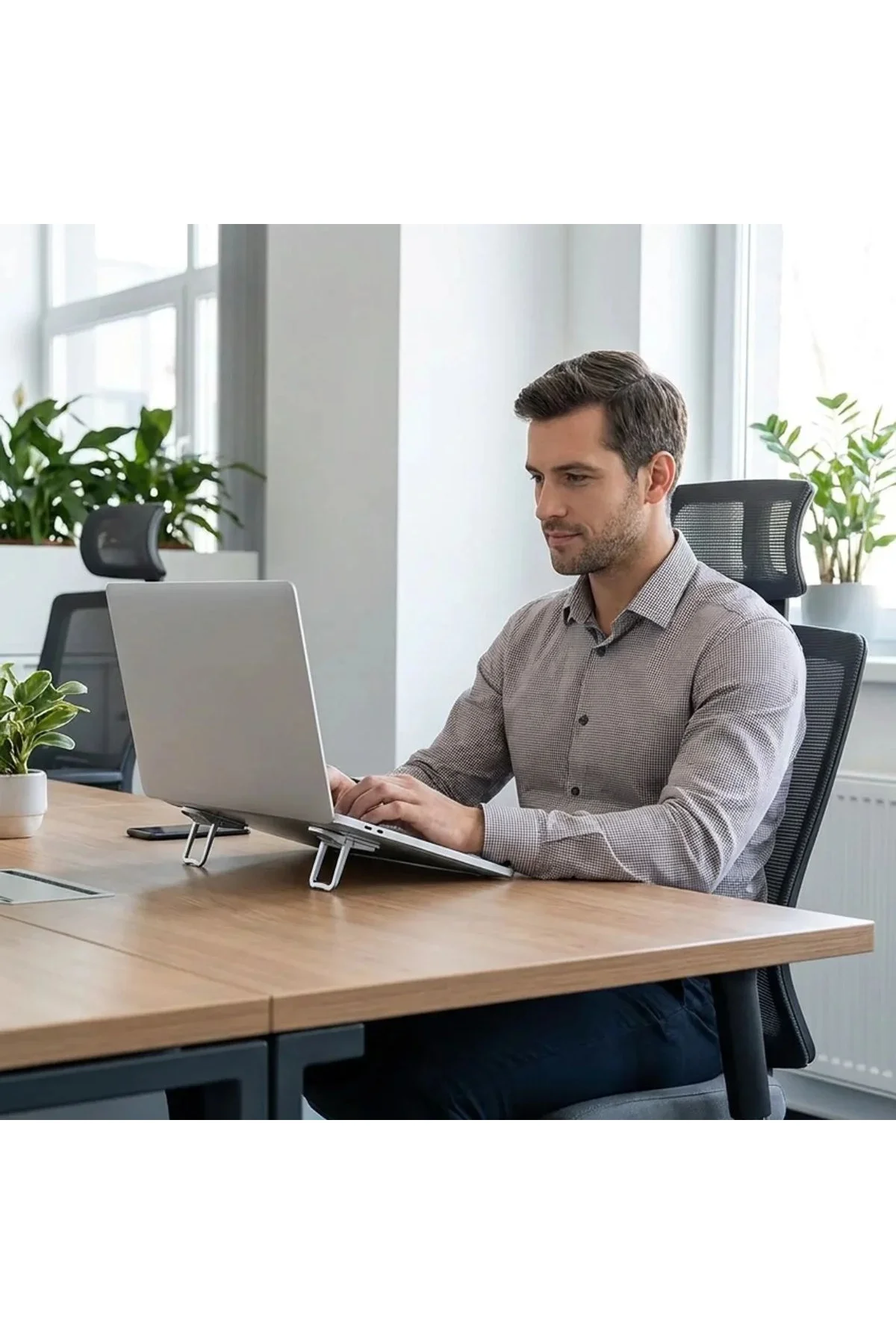 1 Çift Yapışkanlı Katlanabilir Laptop Standı – Mini Notebook Yükseltici, Taşınabilir Kaymaz Laptop A