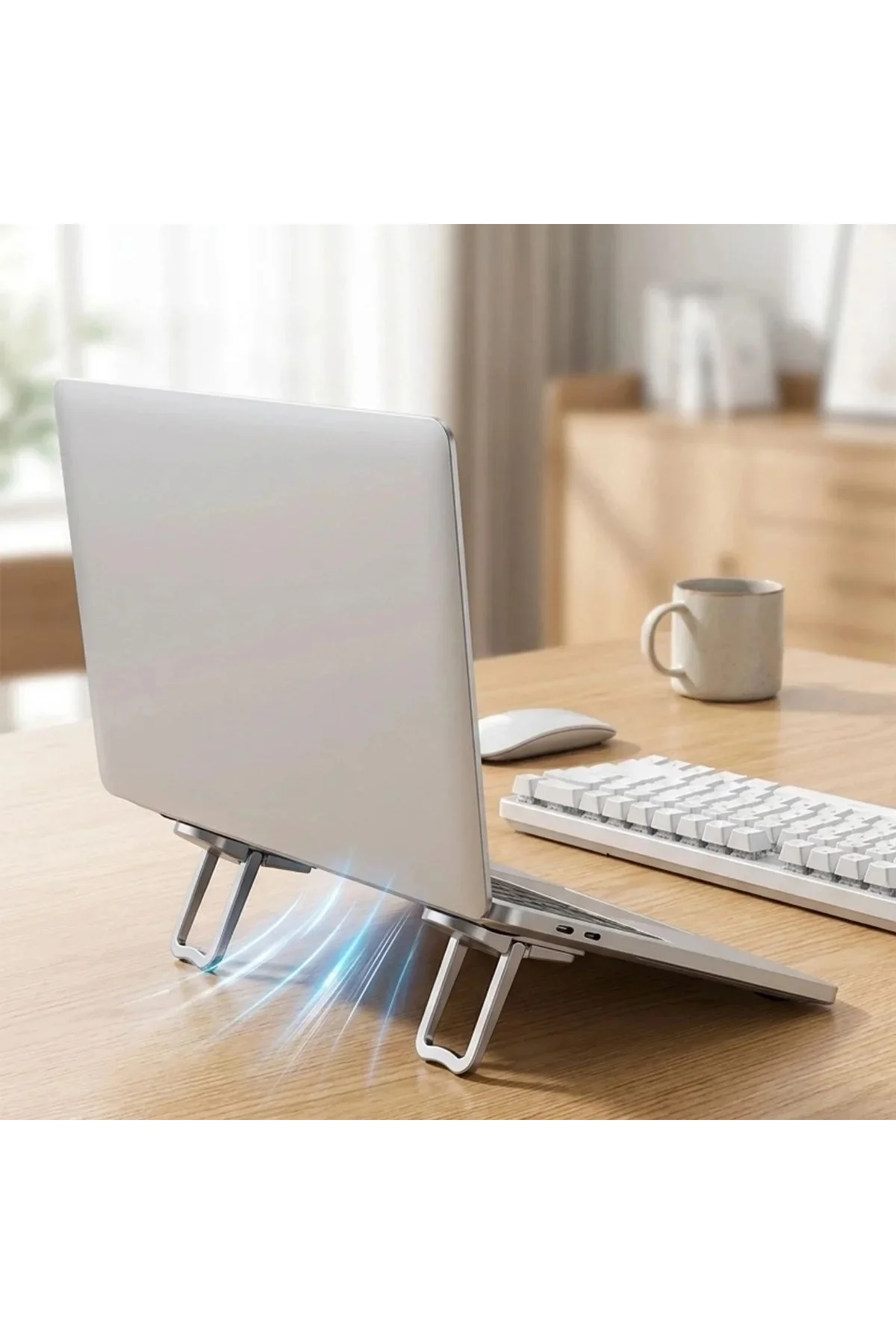 1 Çift Yapışkanlı Katlanabilir Laptop Standı – Mini Notebook Yükseltici, Taşınabilir Kaymaz Laptop A