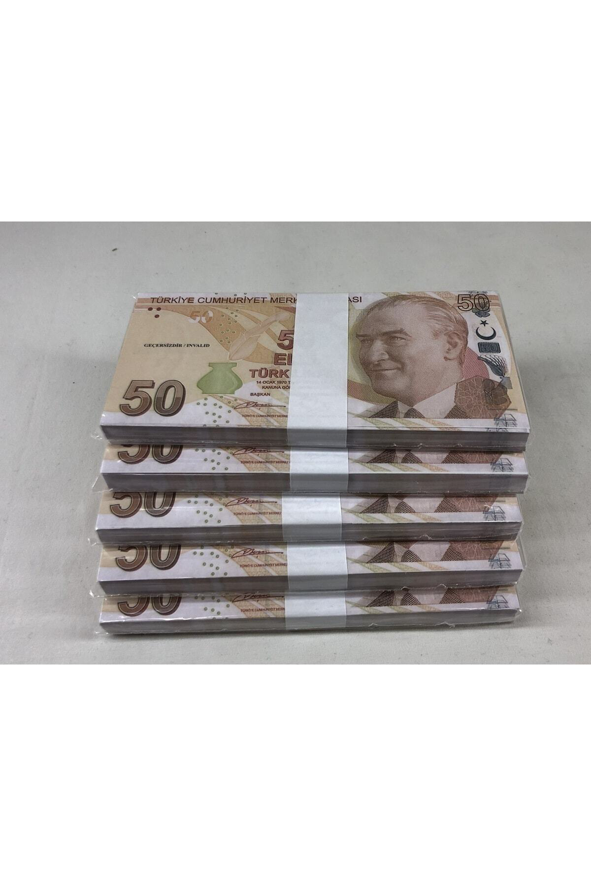 1 DESTE RENKLİ GEÇERSİZ ŞAKA PARA 50 TÜRK LİRASI TAM 100 ADET