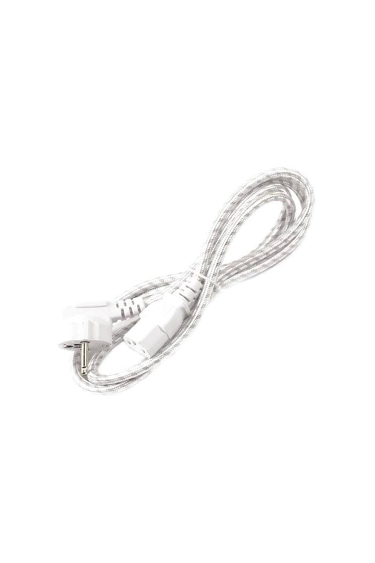 1. Kalite C7 Power Kablosu 1.5 Metre – Beyaz Örgü Kaplama
