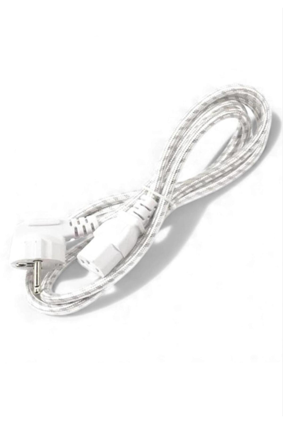 1. Kalite C7 Power Kablosu 1.5 Metre – Beyaz Örgü Kaplama
