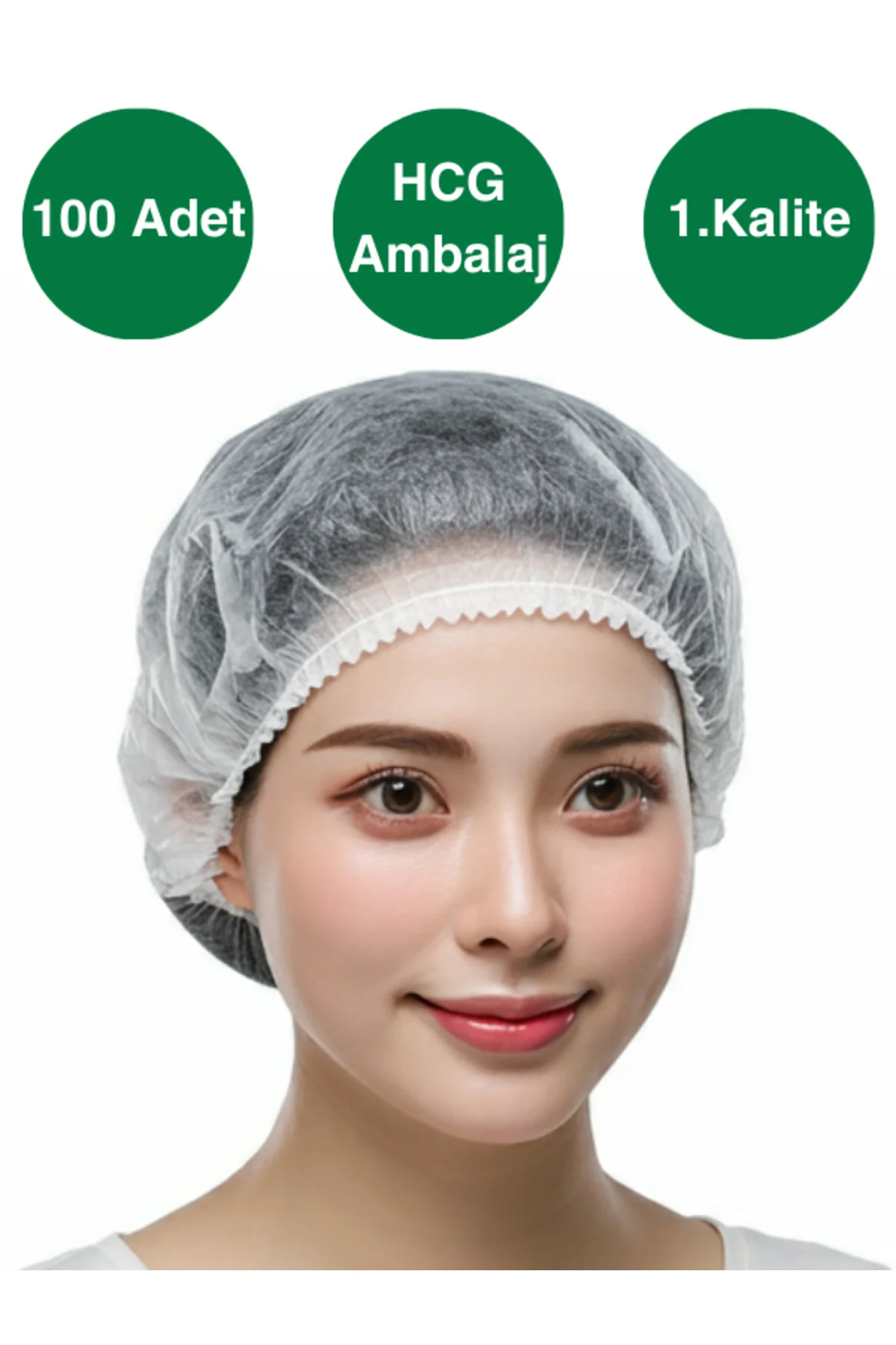 1. Kalite, Tek Kullanımlık Beyaz Bone, 52 CM, 100'lü Paket, Çift 