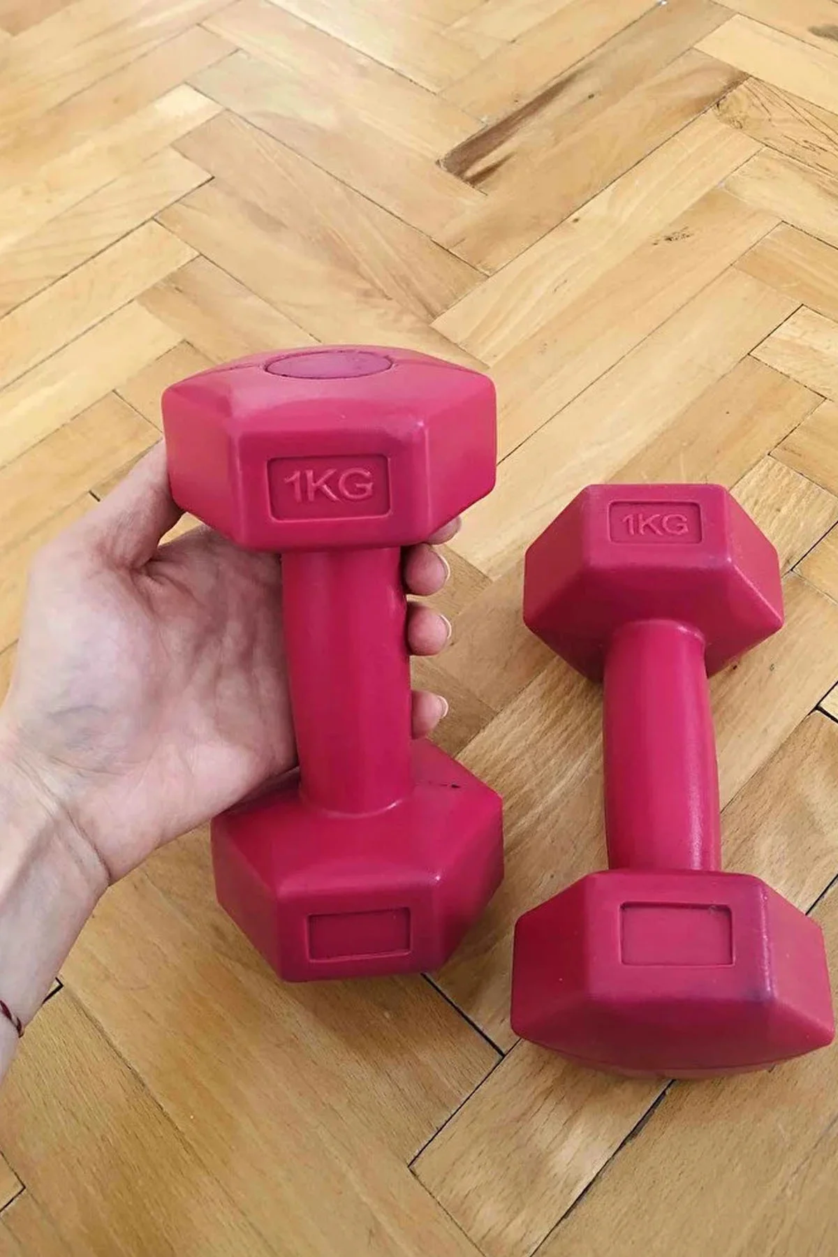 1 Kg X 2 Adet Dambıl Seti Köşeli Plastik Kiloluk Dumbell Ağırlık 