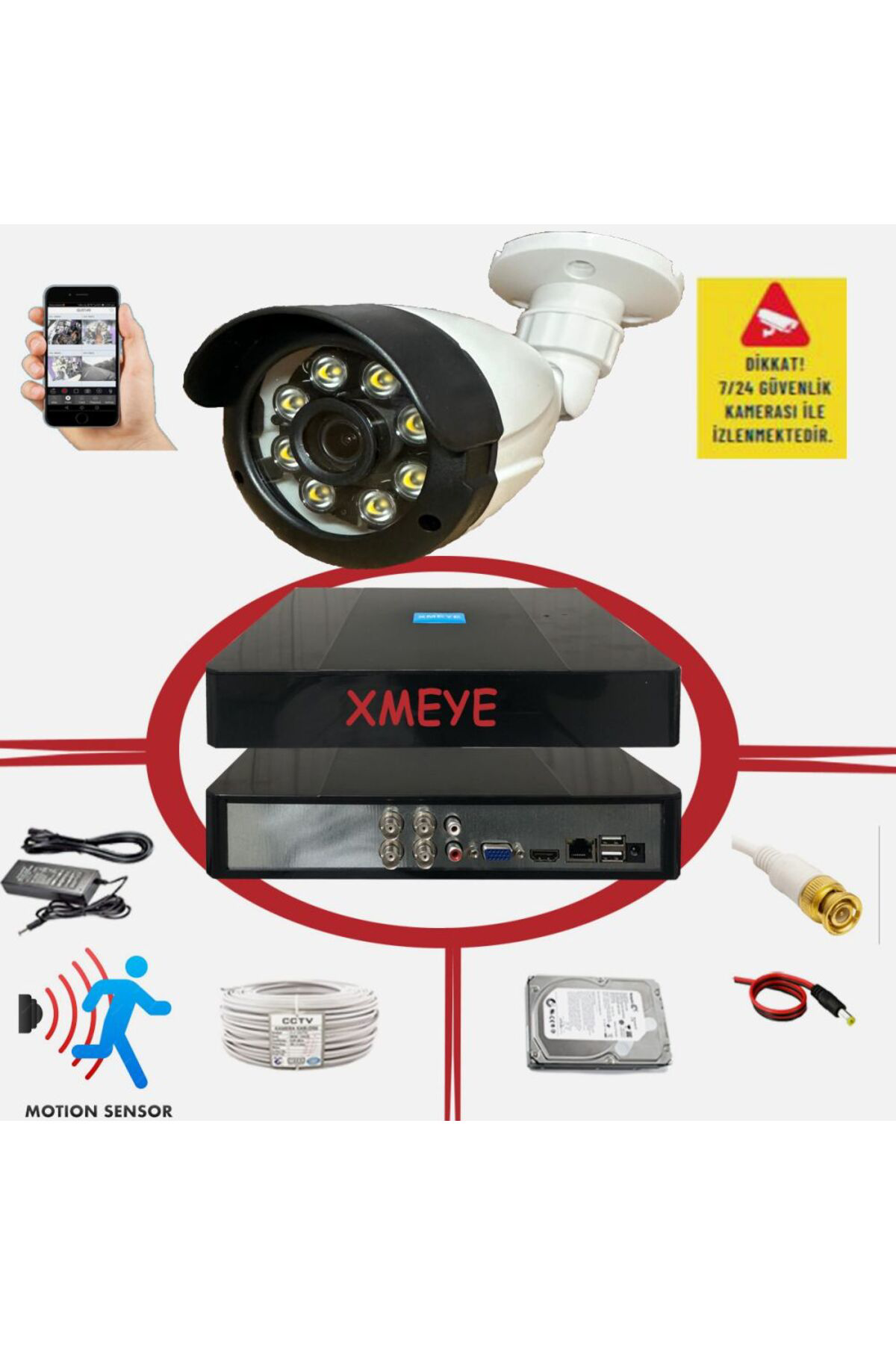 1 li Hareket Algılayan 5 MP Lens 8 Warm Led Gece Renkli Gösteren 