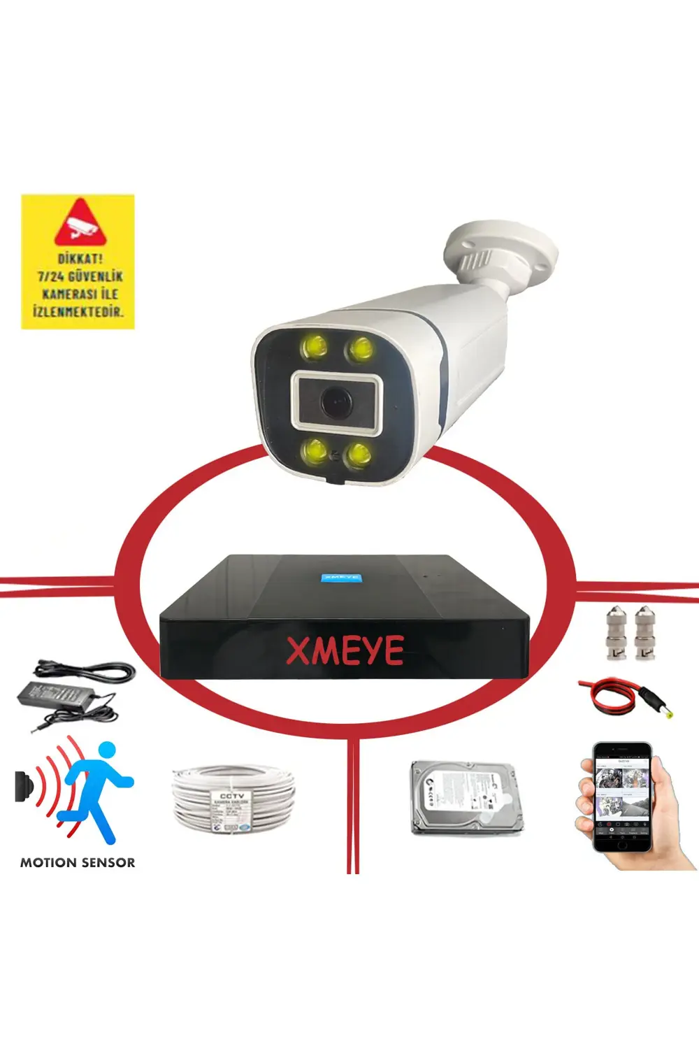 1 li Hareket Algılayan 5 MP Lens 4 Warm Led Gece Renkli Gösteren