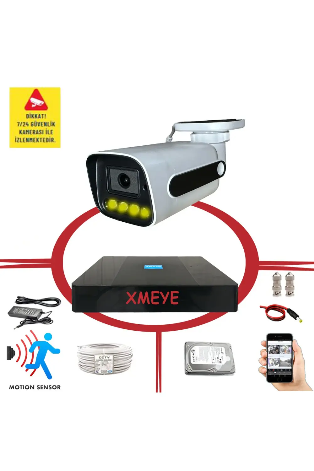 1 li Hareket Algılayan 5 MP Lens 4 Warm Led Gece Renkli Gösteren