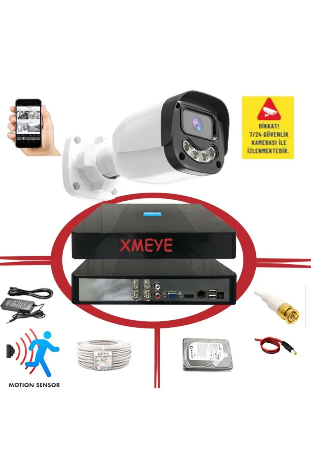 1 li Hareket Algılayan 5 MP Lens 4 Warm Led Gece Renkli Gösteren