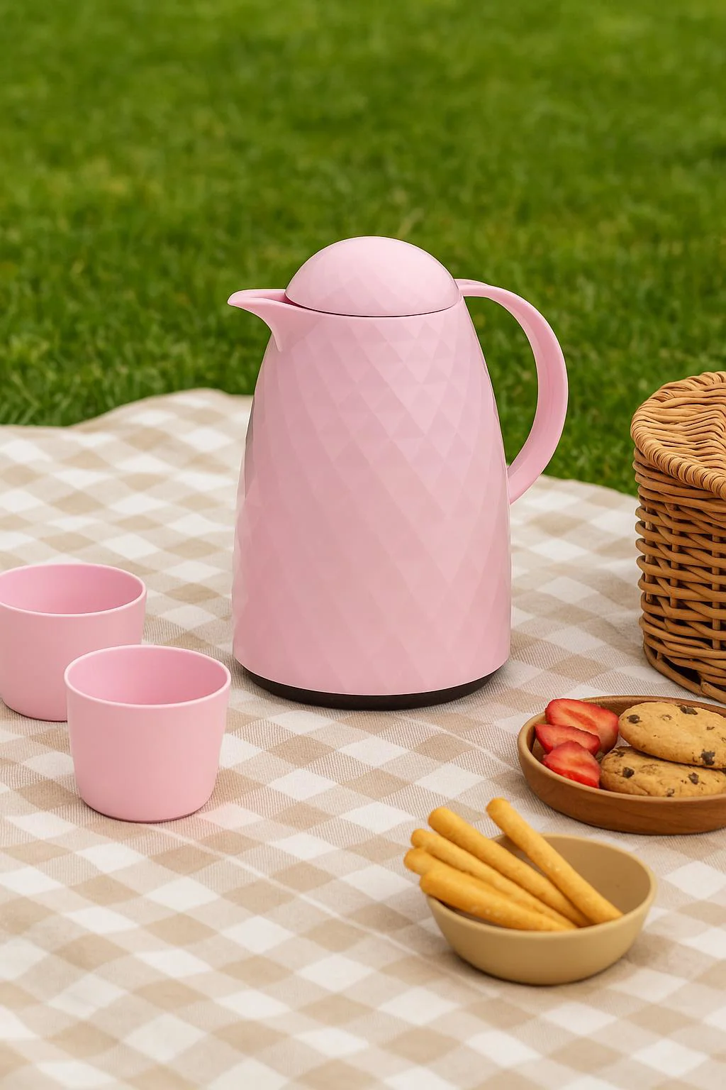 1 Lt Akrilik Soft Pembe Çay Termosu 12 Saat Sıcak 24 Saat Soğuk