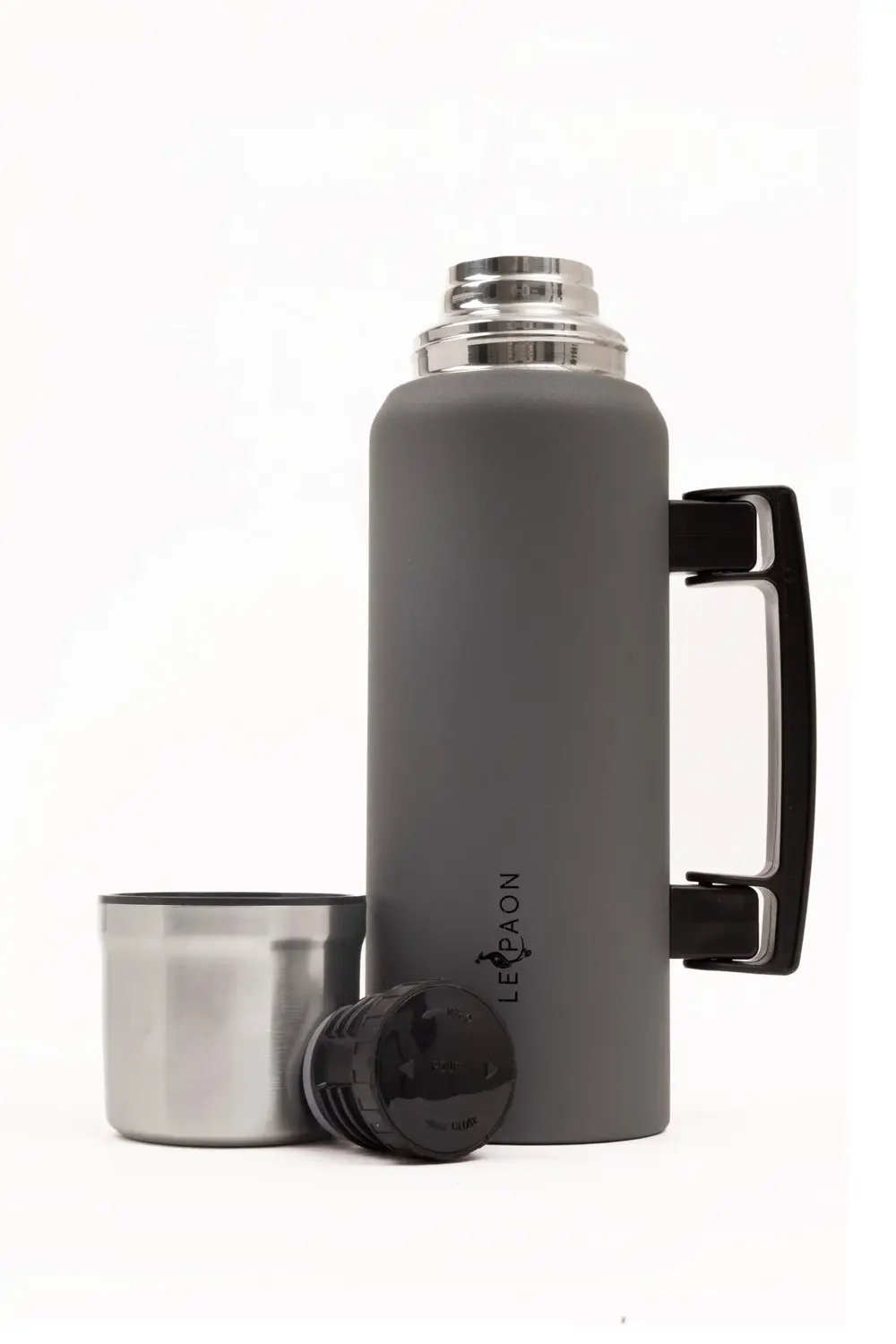 1 Lt. Paslanmaz Çelik Termos Katlanır Kulp Sızdırmaz 24 Saat Sıca