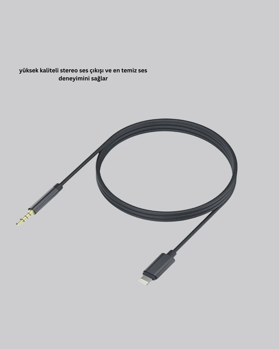 1 Metre Lightning to Aux Çevirici Kablo Stereo Ses Yüksek Kalite