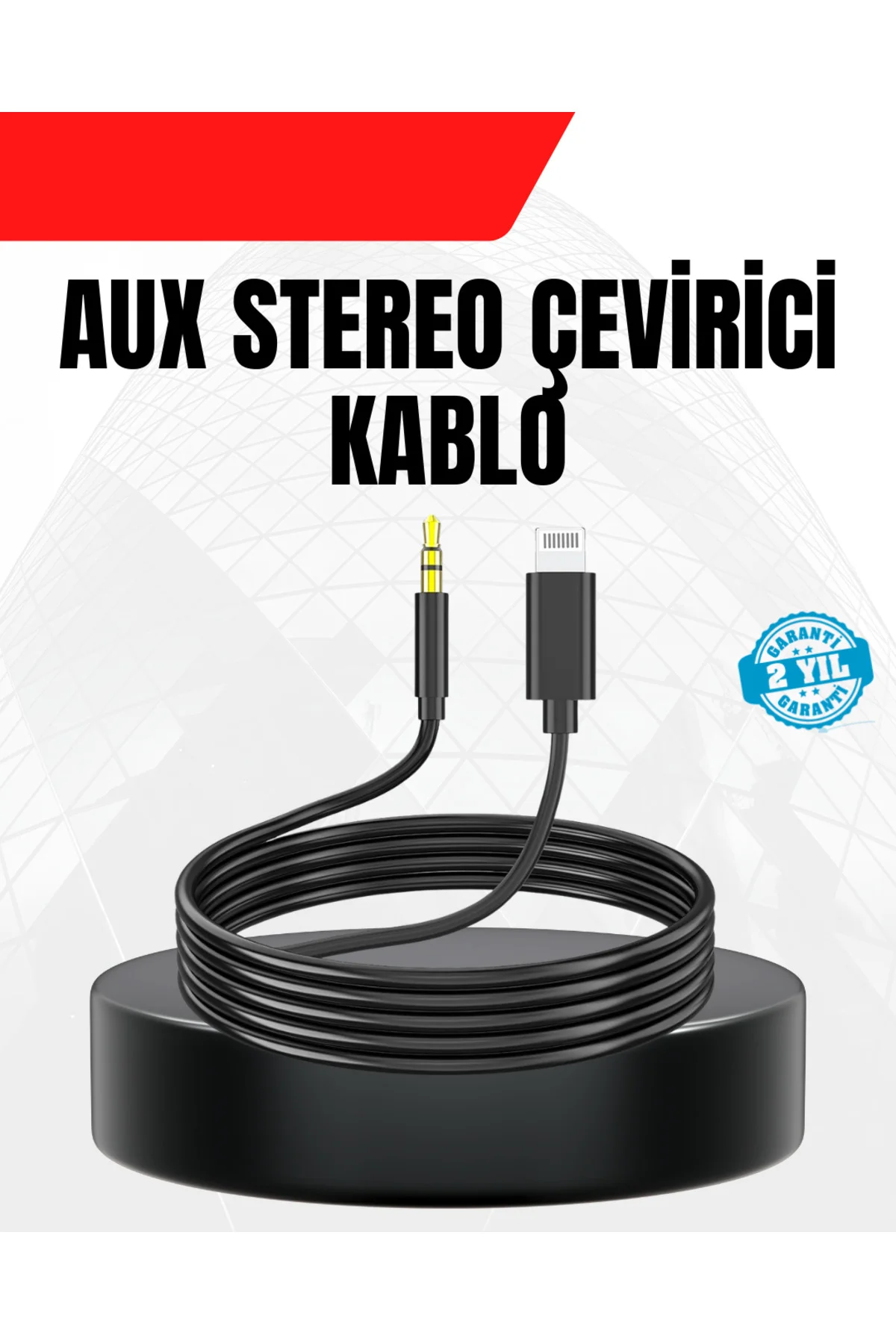 1 Metre Lightning To Aux Çevirici Kablo Stereo Ses Yüksek Kalite