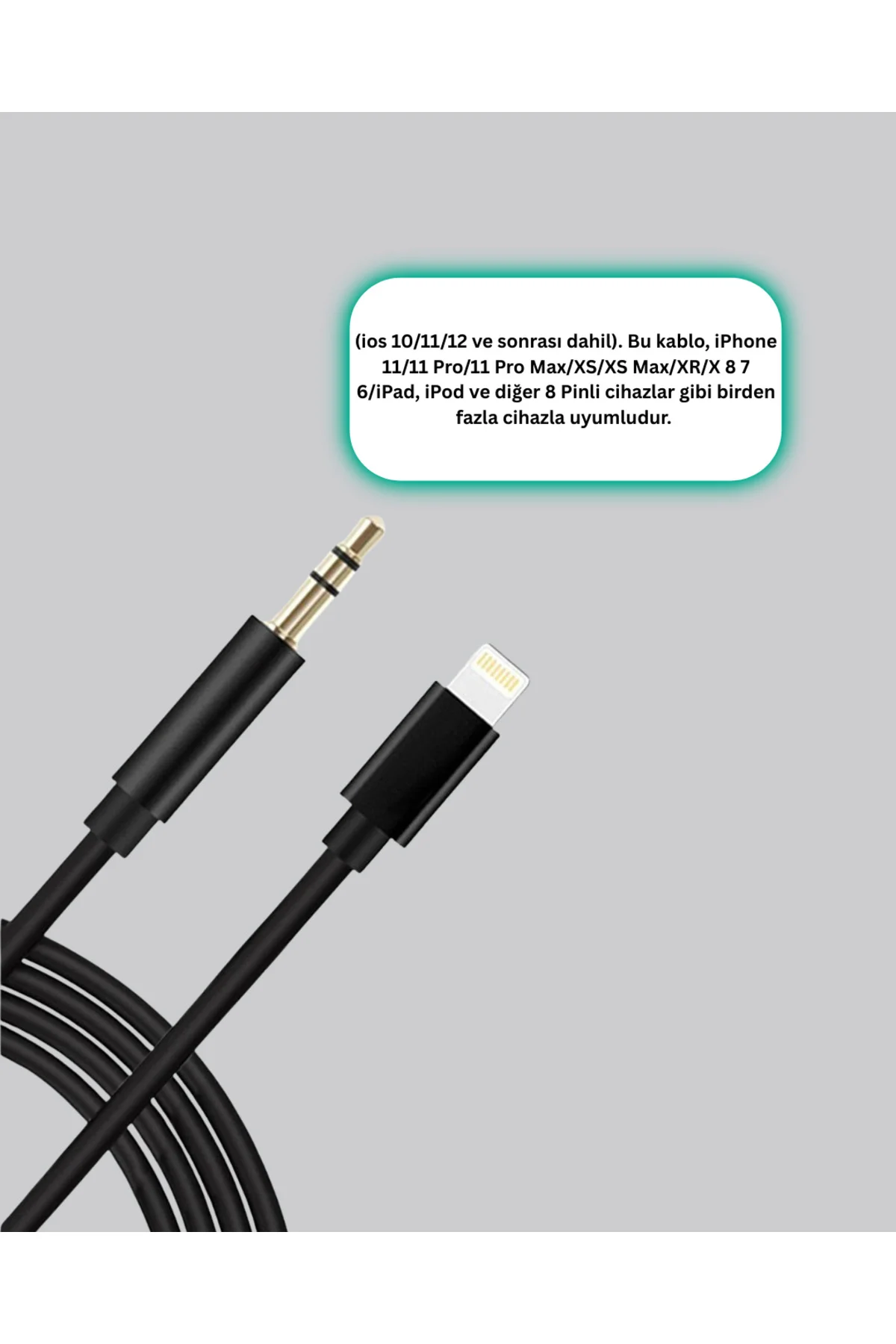 1 Metre Lightning To Aux Çevirici Kablo Stereo Ses Yüksek Kalite