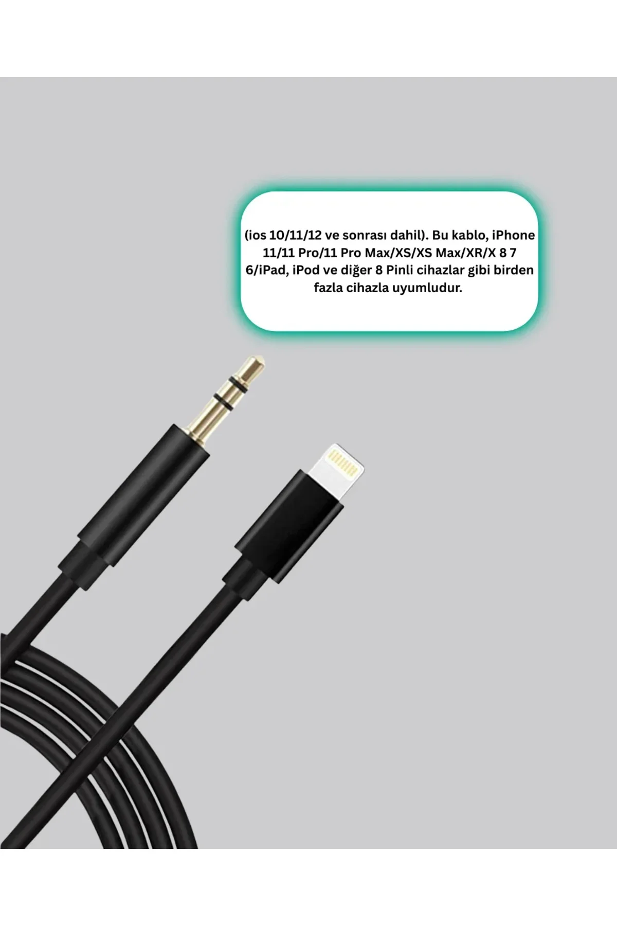 1 Metre Lightning to Aux Çevirici Kablo Stereo Ses Yüksek Kalite
