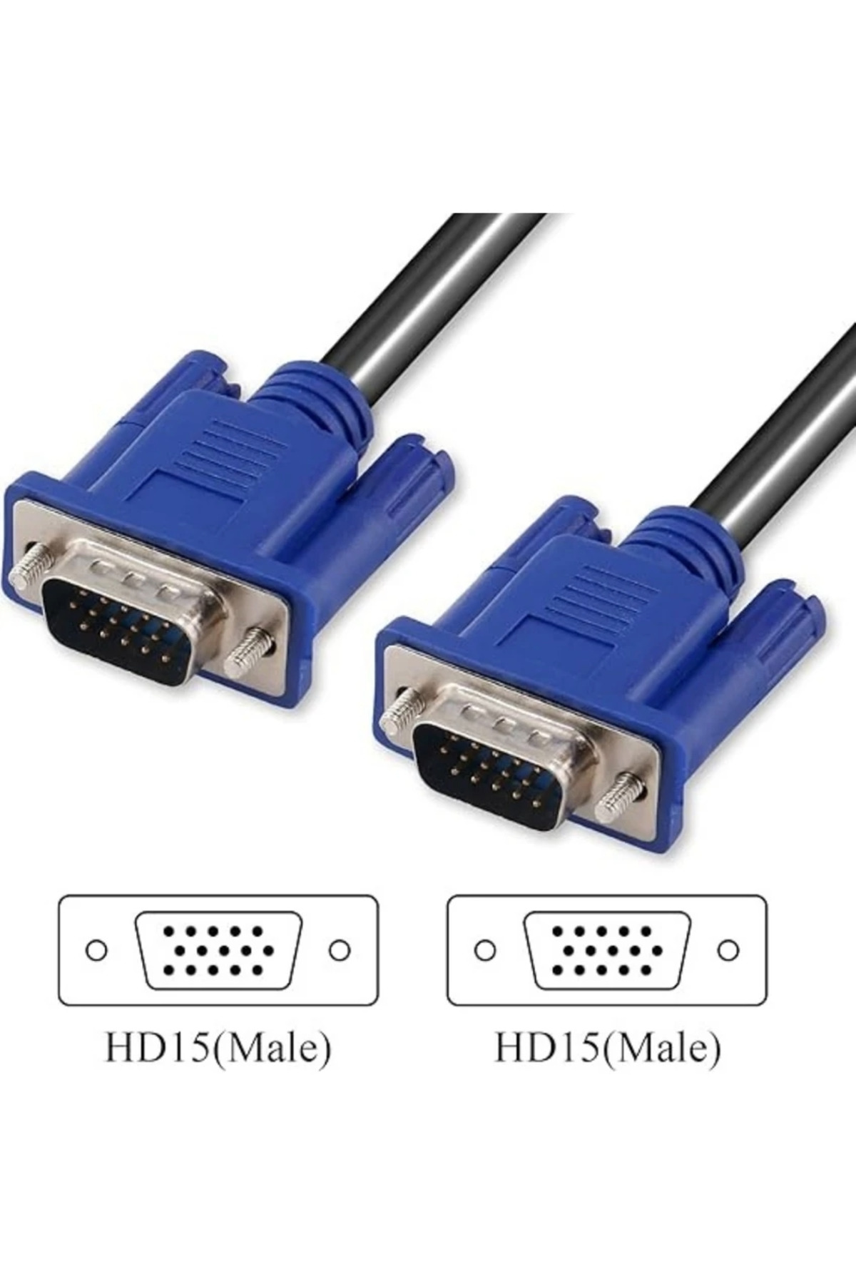 1 Metre Mavi Uçlu Monitör & Tv & Pc & Projeksiyon Uyumlu VGA Kabl