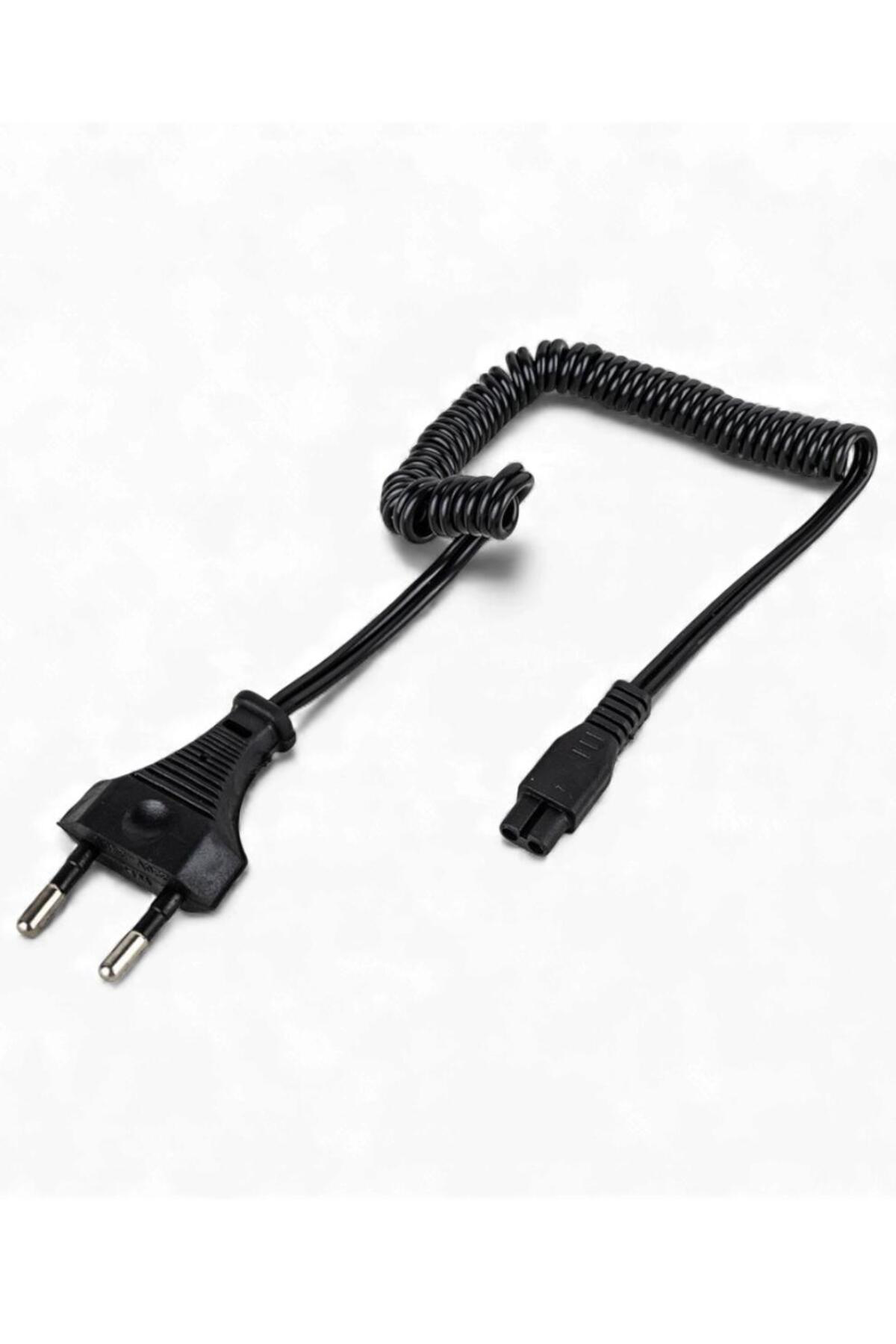 1 Metre Spiral 220V AC Power Kablosu – Tıraş Makinesi ve Işıldak 