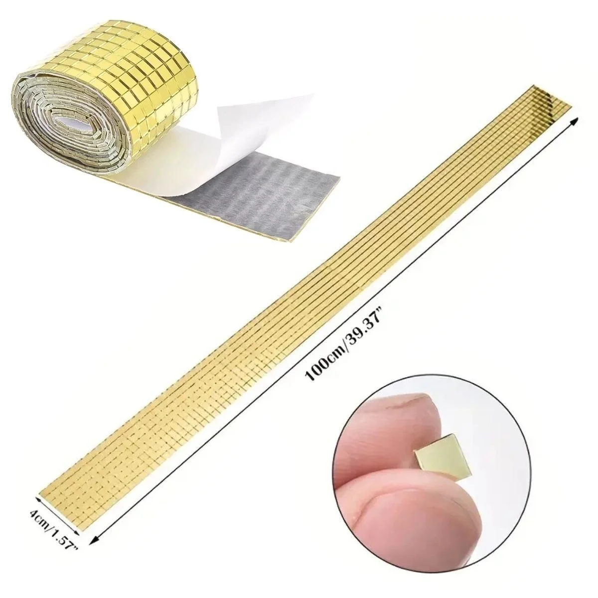 1 Metre Uzunluğunda Gold Renk Aynalı Mozaik Taşlı Dekor Bandı 4 Cm X 1 Mt Bx40