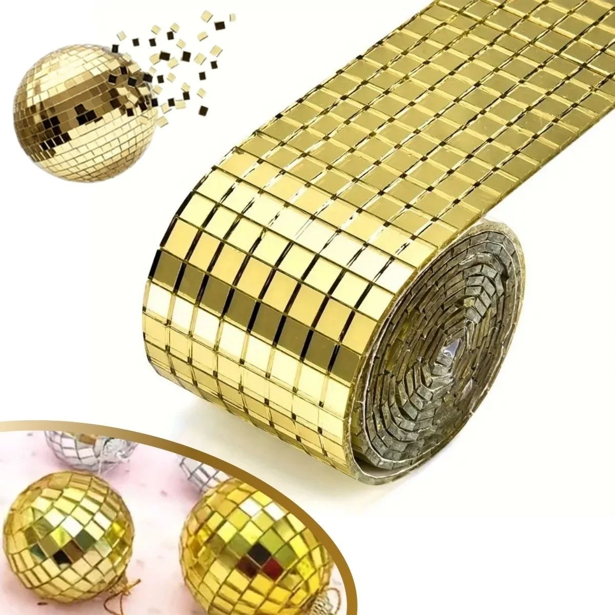 1 Metre Uzunluğunda Gold Renk Aynalı Mozaik Taşlı Dekor Bandı 4 Cm X 1 Mt Bx40