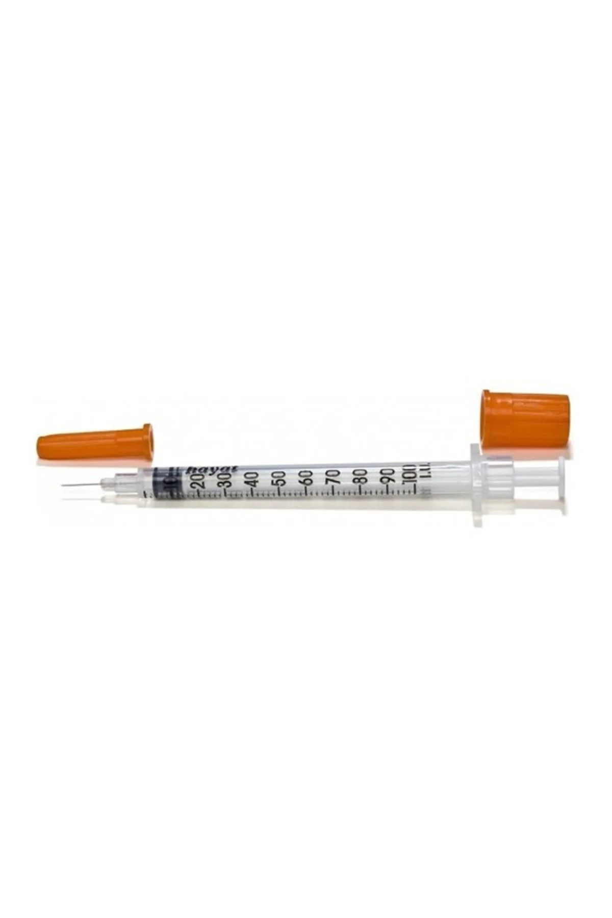 1 ml süper ince iğneli şırınga 3p 50 Adet, süper ince iğne uçlu, turuncu enjektör