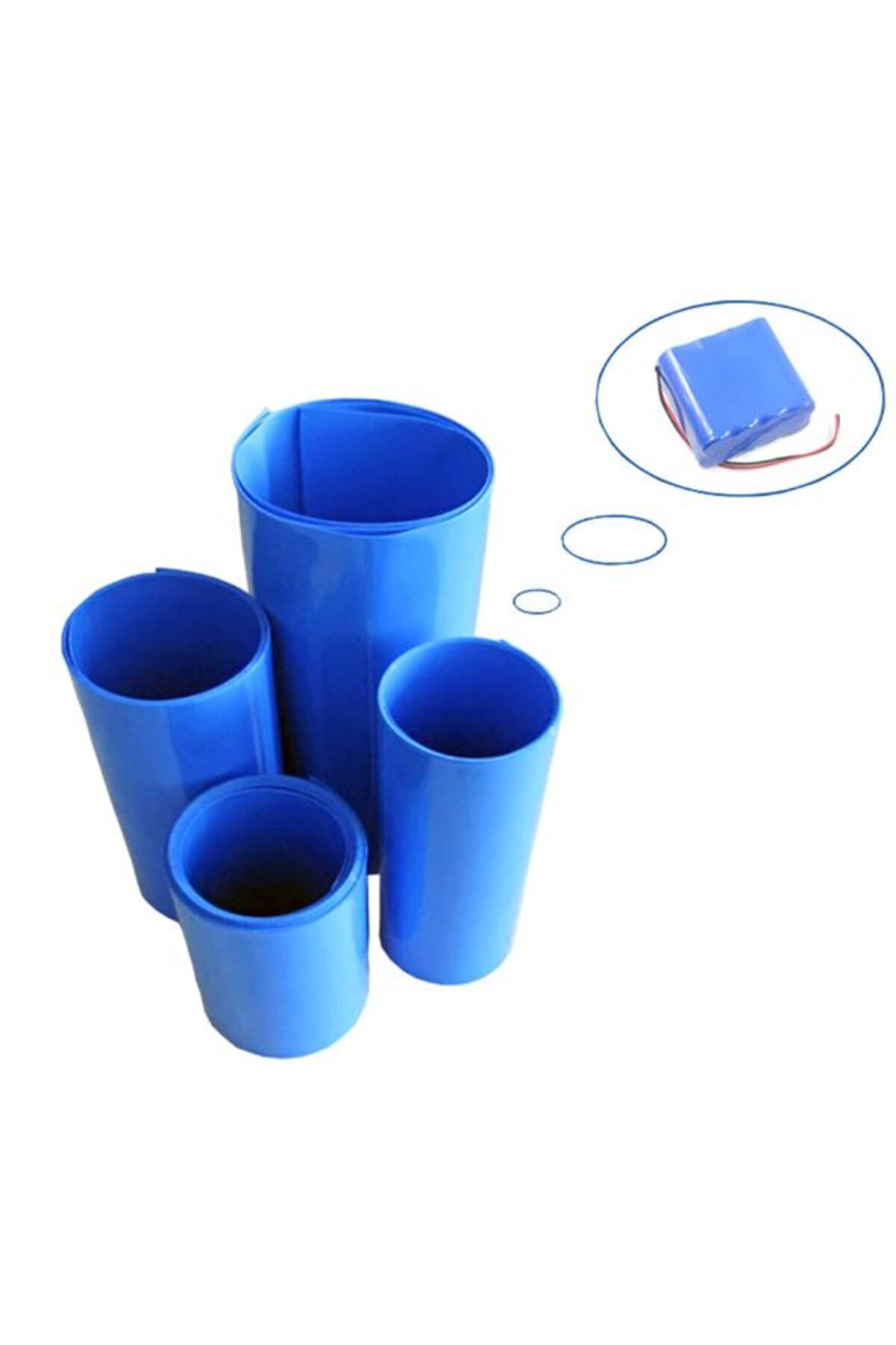 Ok Aksesuar 1 Mt Pvc İsi Borusu Mavi Shrink 170 Mm 18650 Pil Yalitim İsi Büzü
