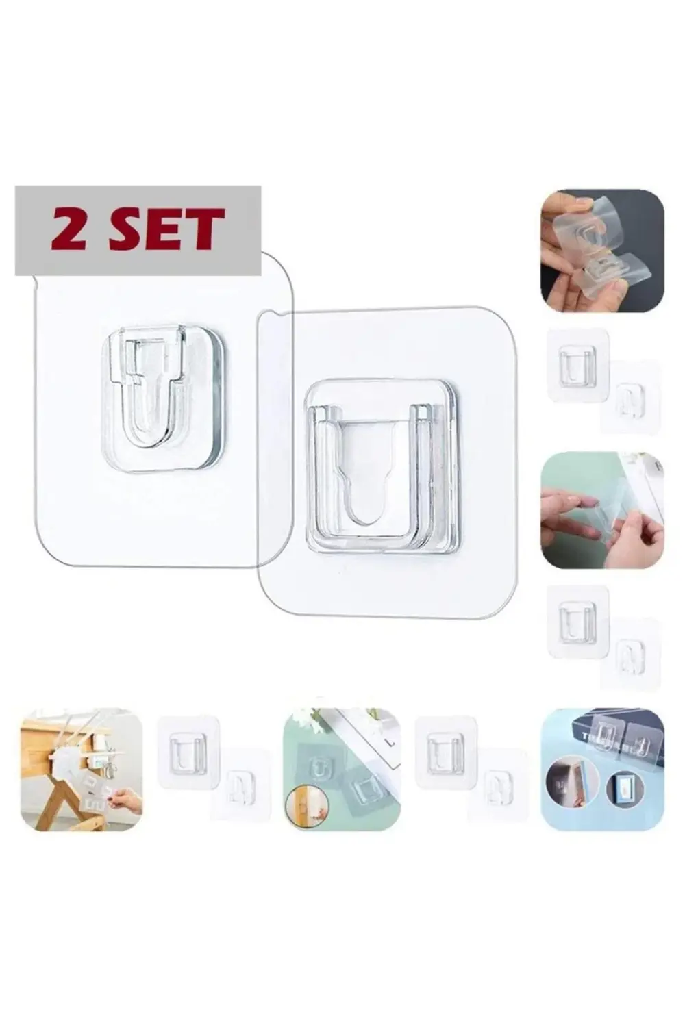 1 Set Geçmeli Klips Eşya Sabitleme Askısı Tablo Ayna Resim Sabitl