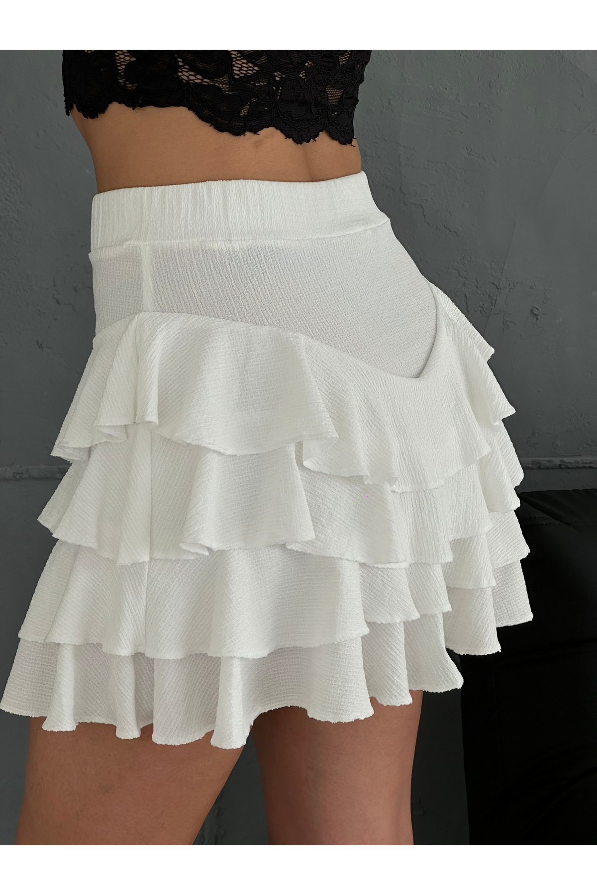 Moda Armanc 2'Li Yırtmaçlı Mini Şort Etek